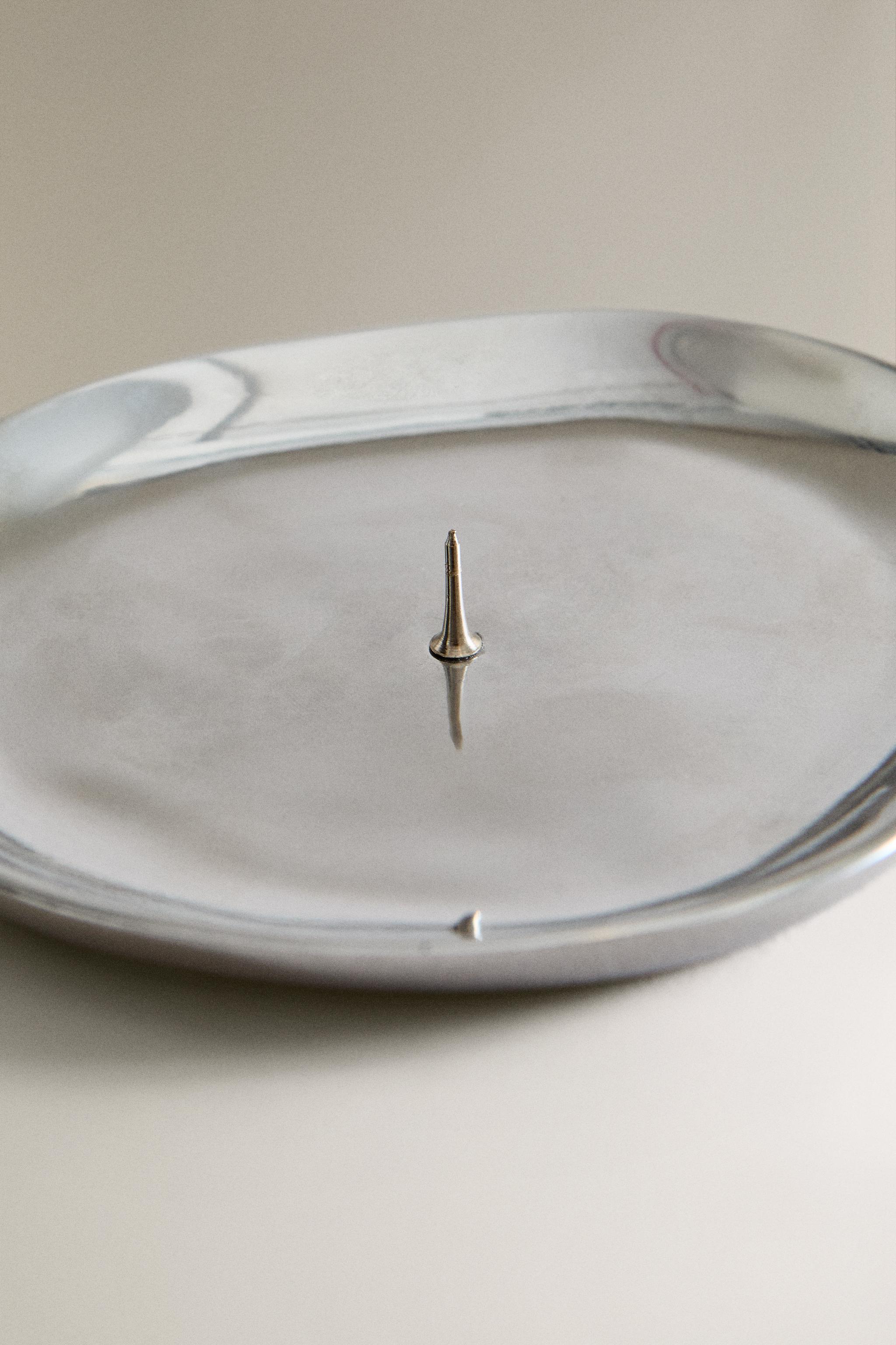 SILVER ALUMINUM TEALIGHT HOLDER