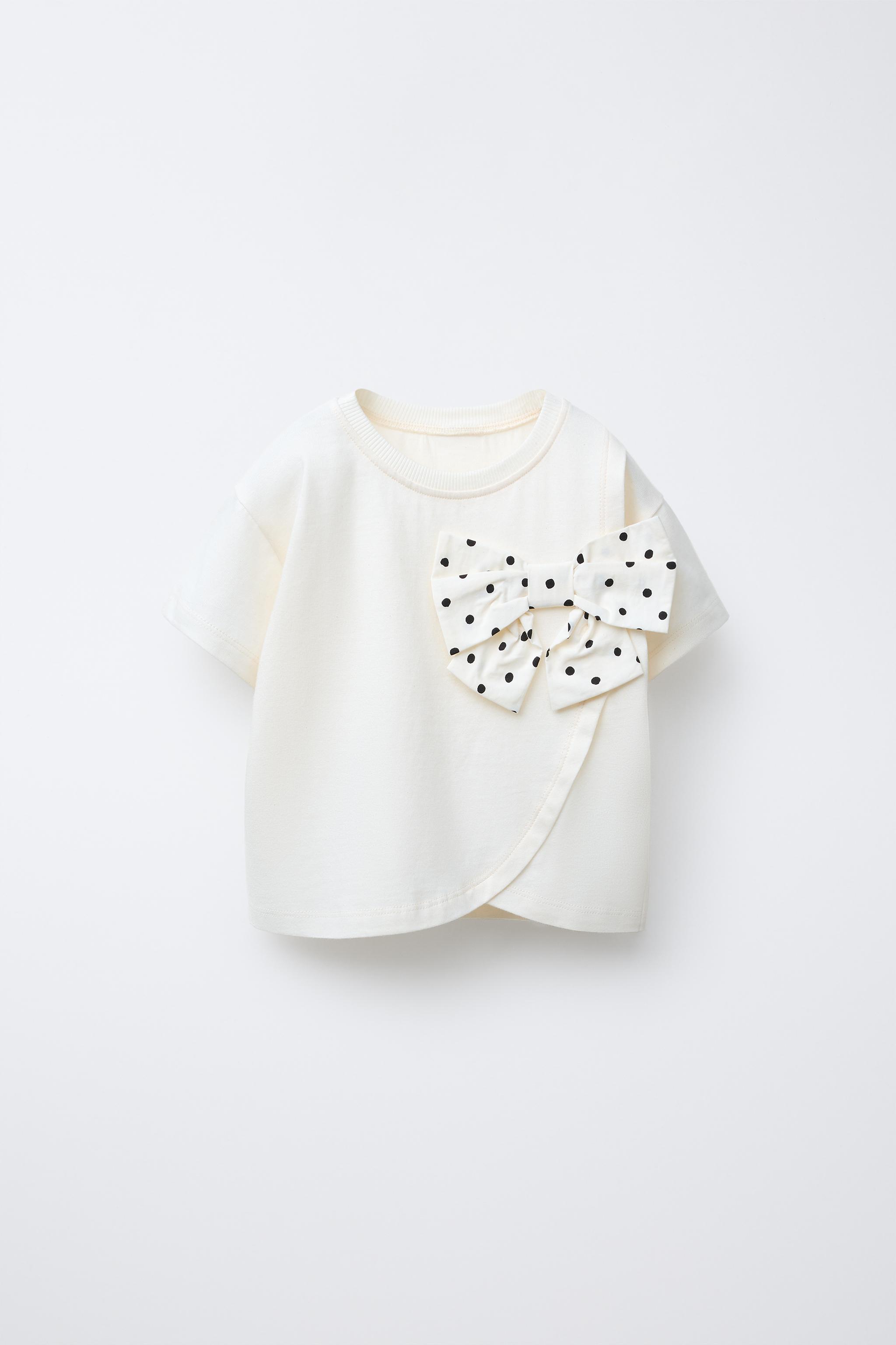 POLKA DOT COMBINATION BOW T-SHIRT