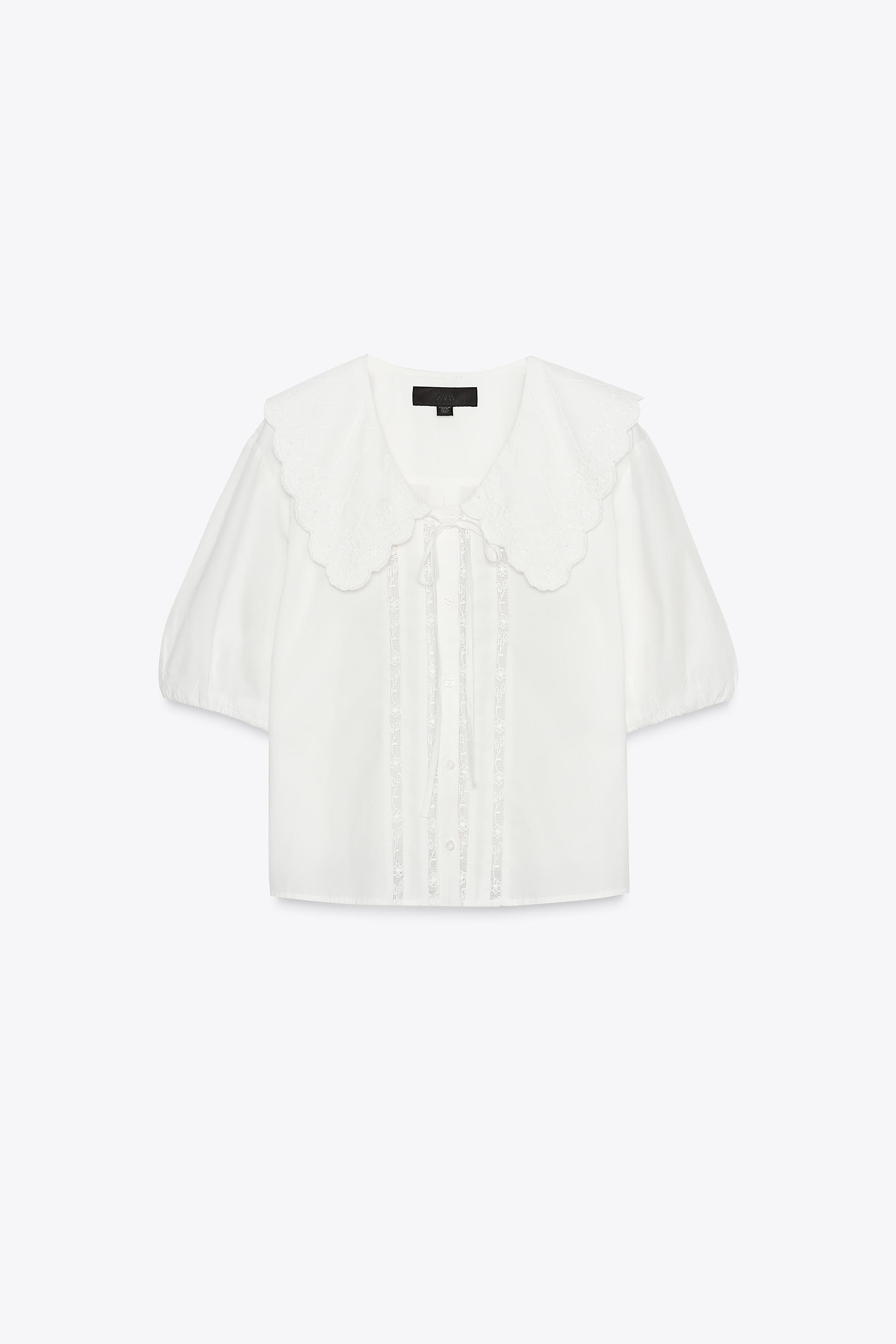 EMBROIDERED PETER PAN COLLAR SHIRT
