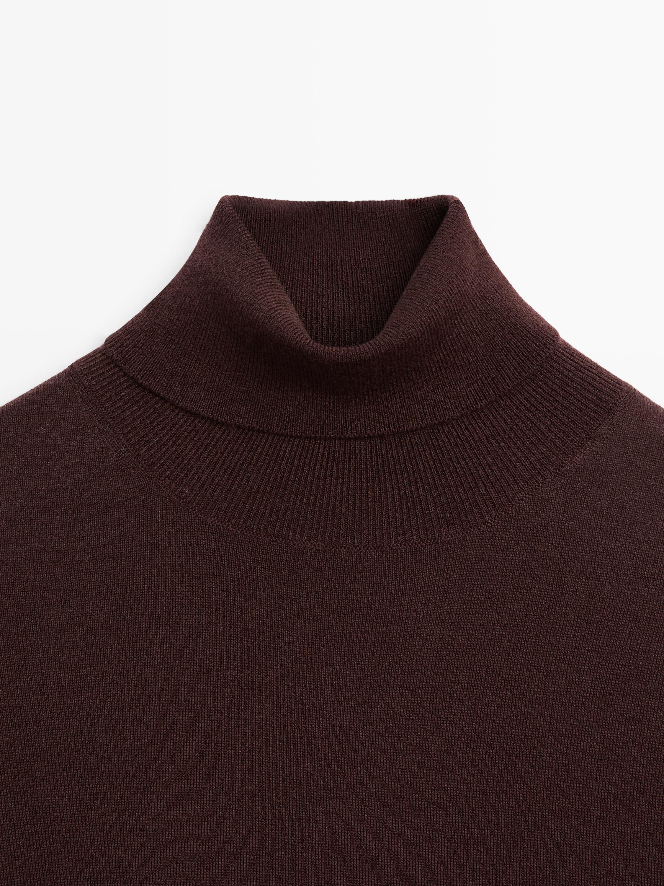 Wool blend high neck knit jumper