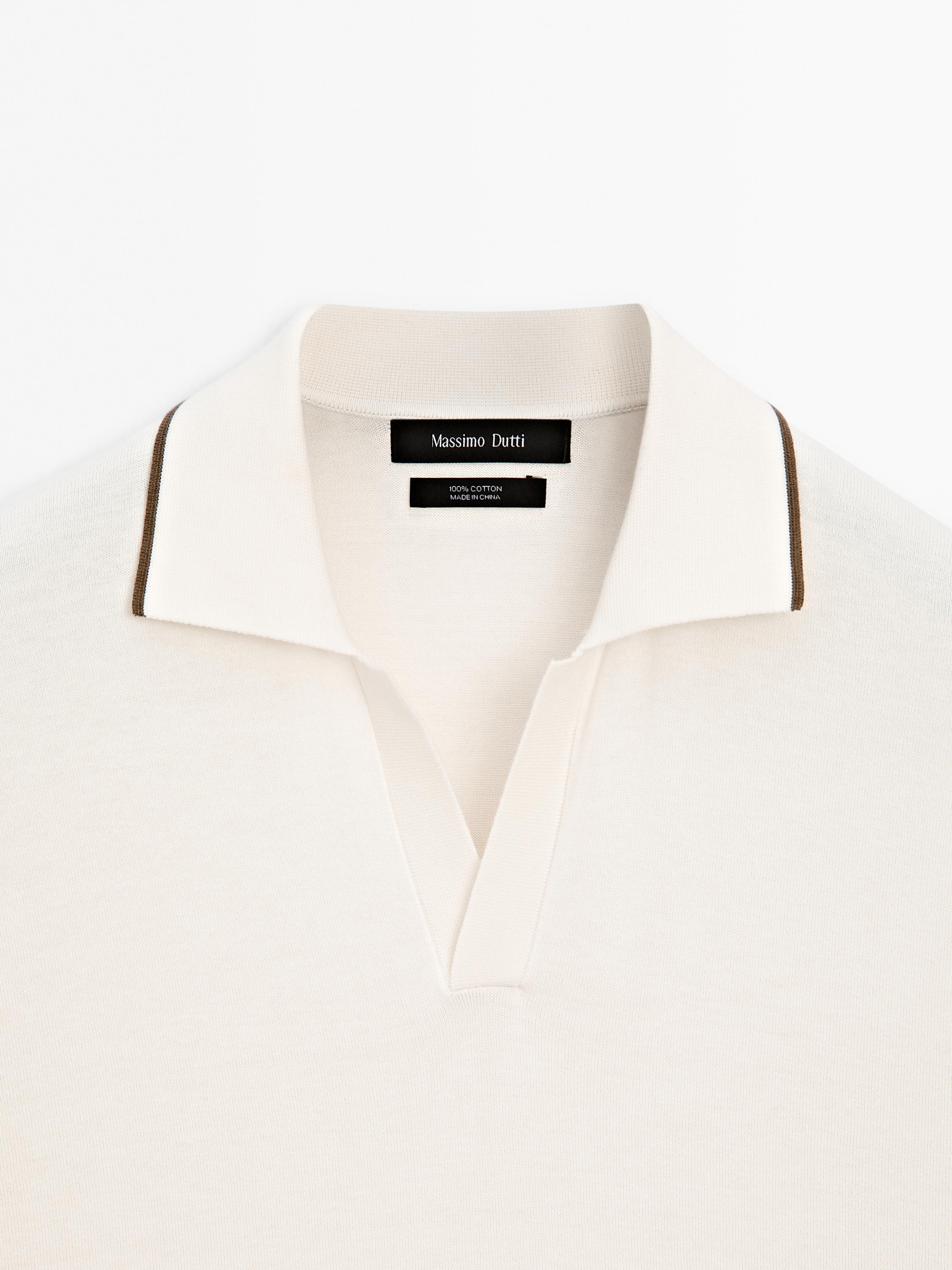 Knit polo shirt with contrast detail