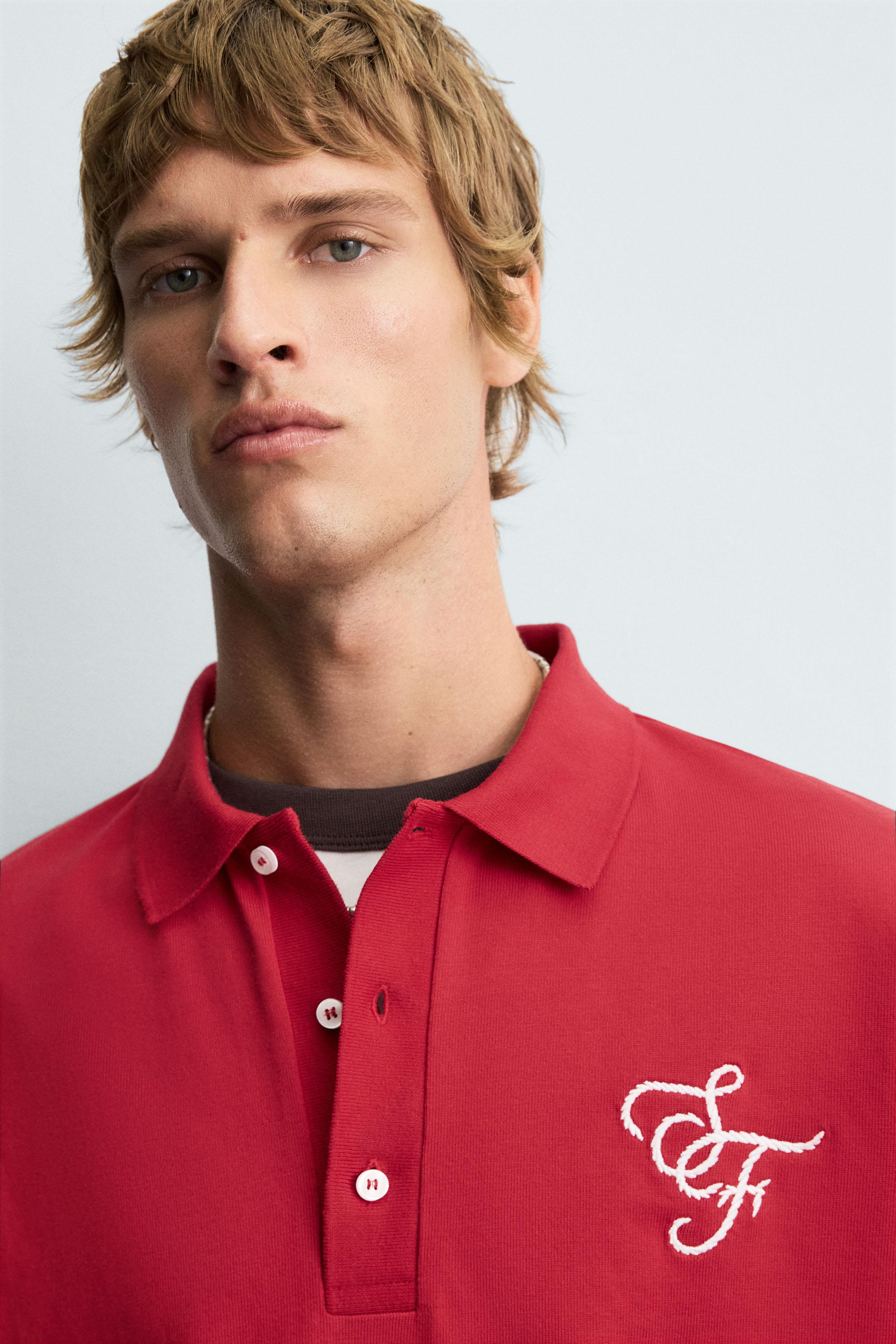 EMBROIDERED TEXT POLO SHIRT