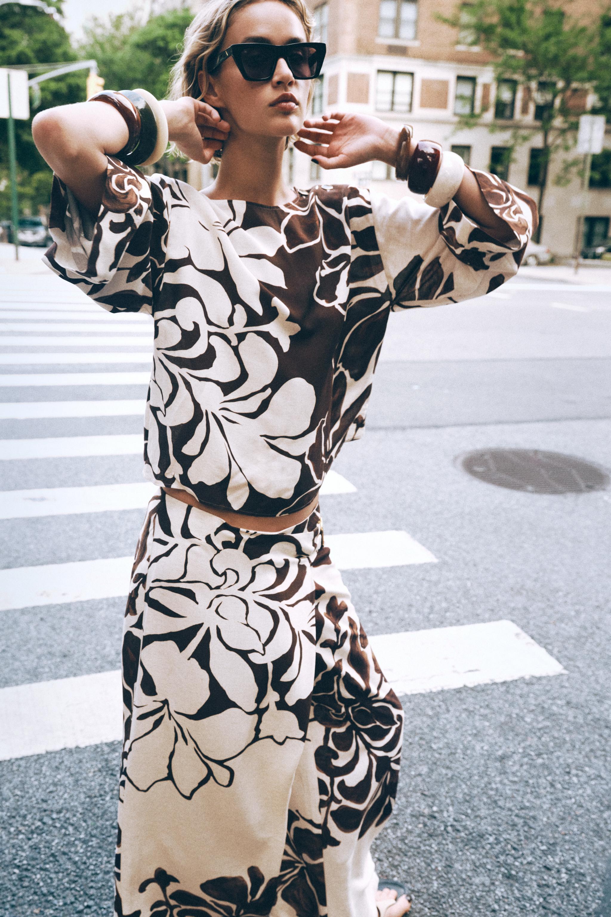 FLORAL PRINT WRAP PANTS