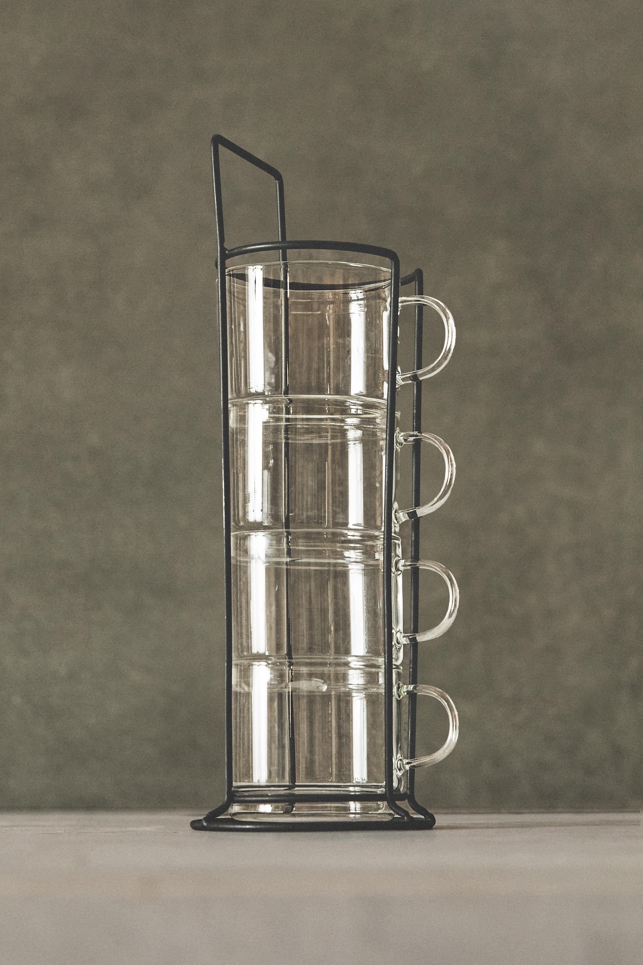 BOROSILICATE GLASS CUP TOWER (SET OF 4)