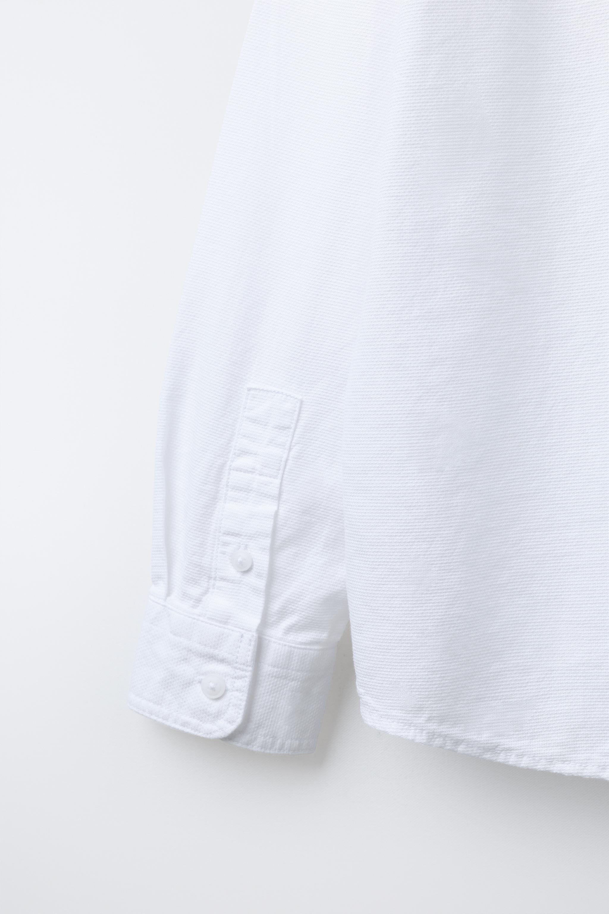 TEXTURED SHIRT WITH MANDARIN COLLAR