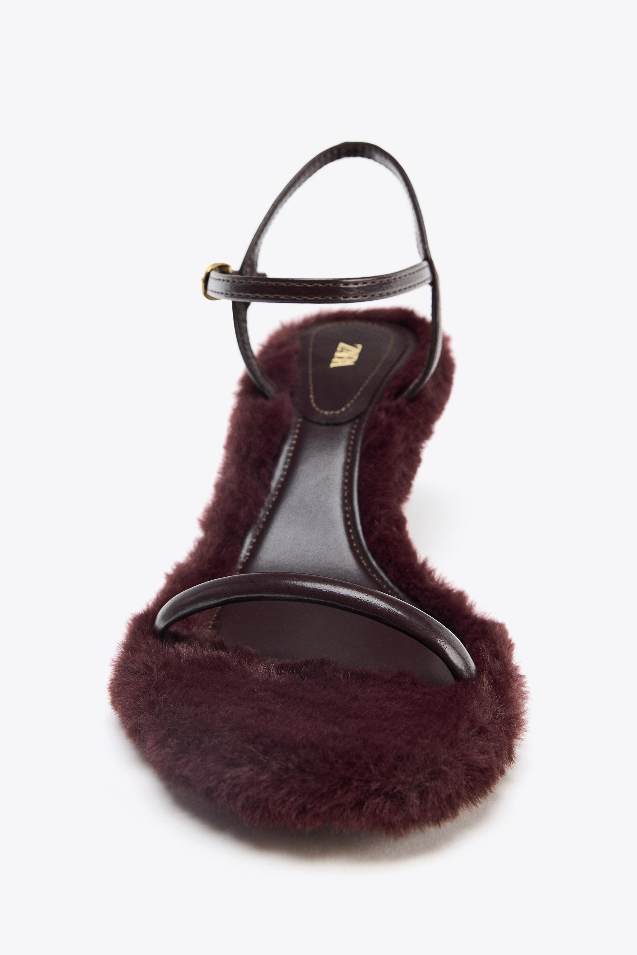 FAUX FUR SOLE HEELED SANDALS