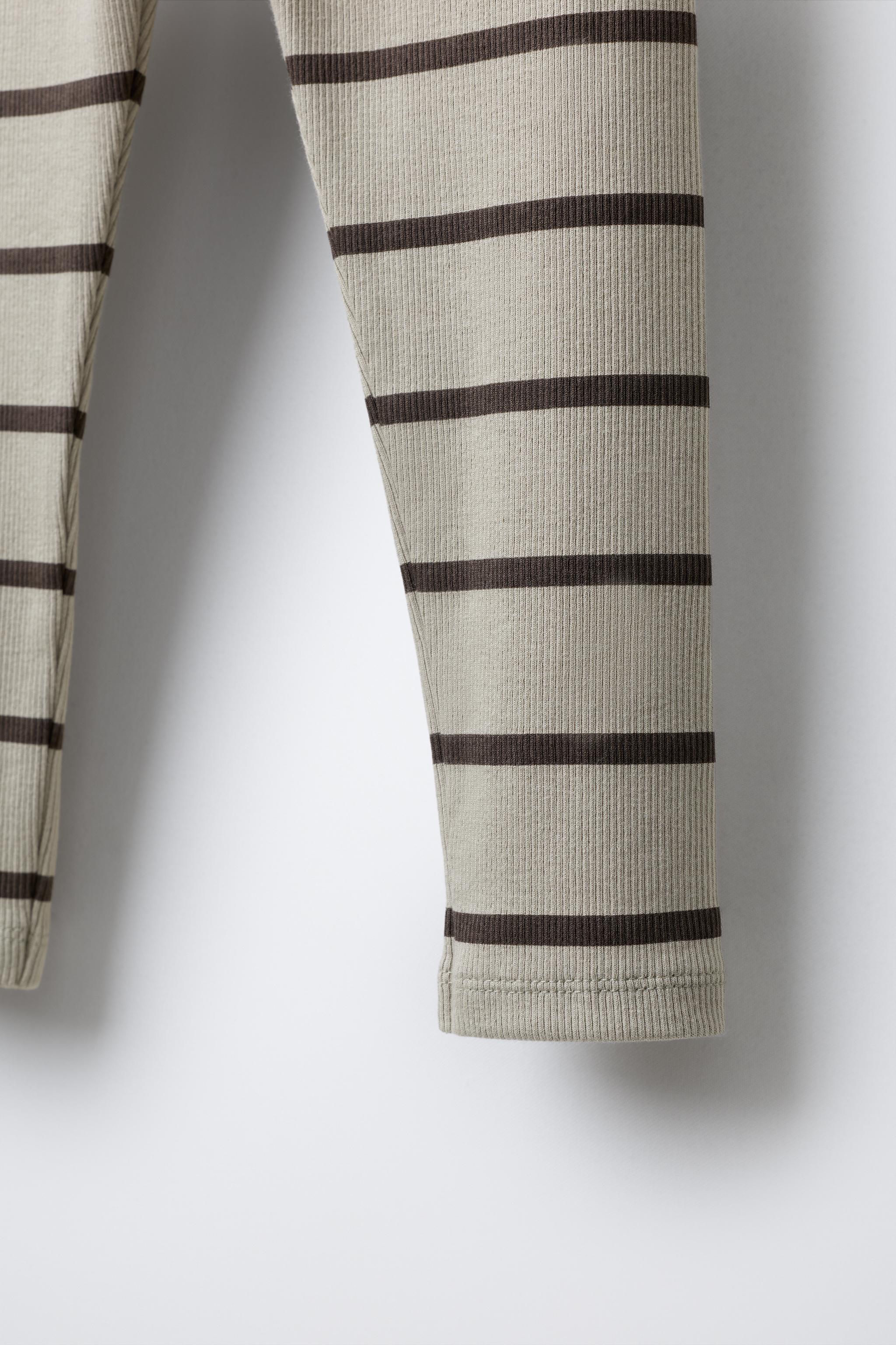 STRIPED RIBBED LEGGINGS