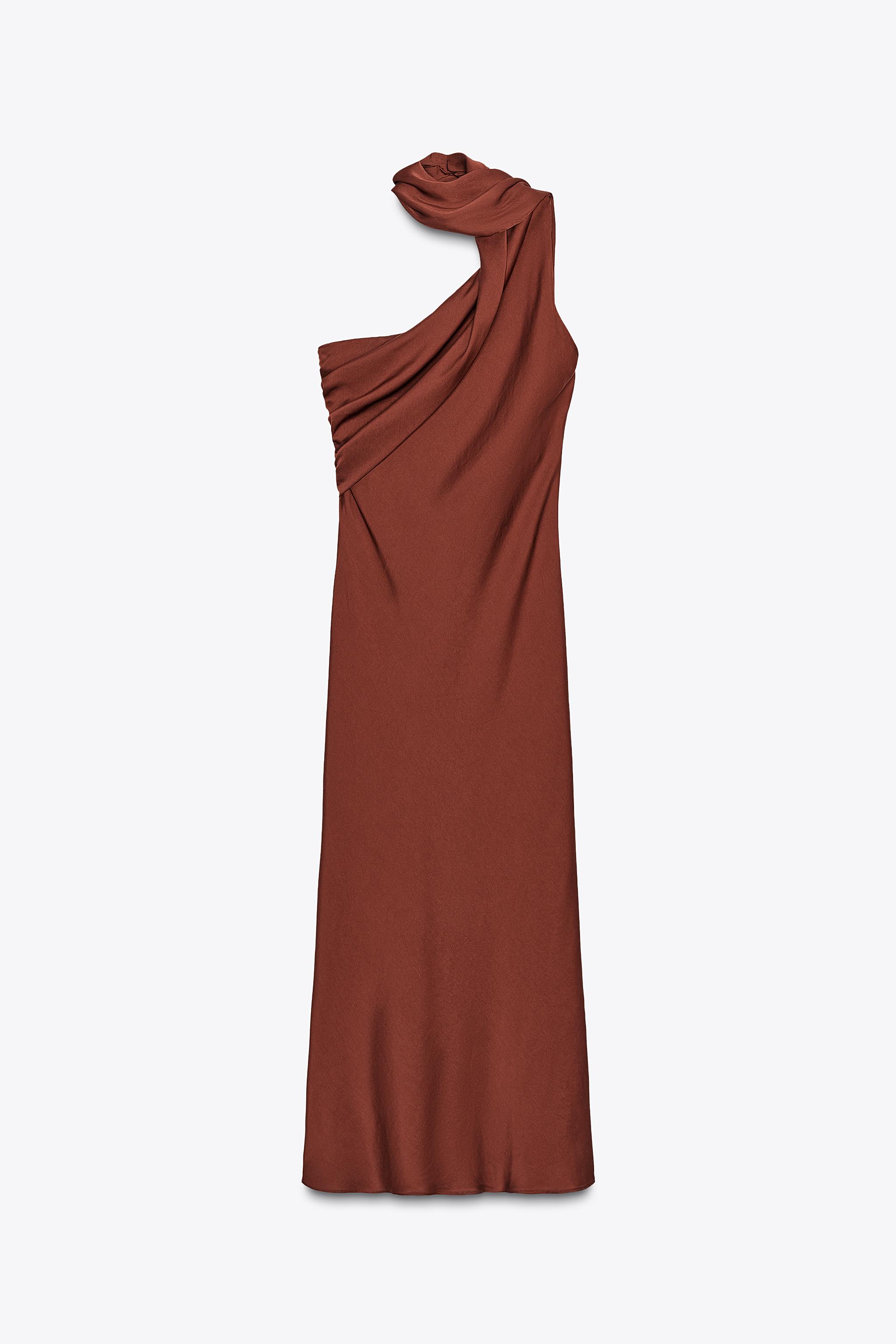 ASYMMETRIC SCARF MIDI DRESS