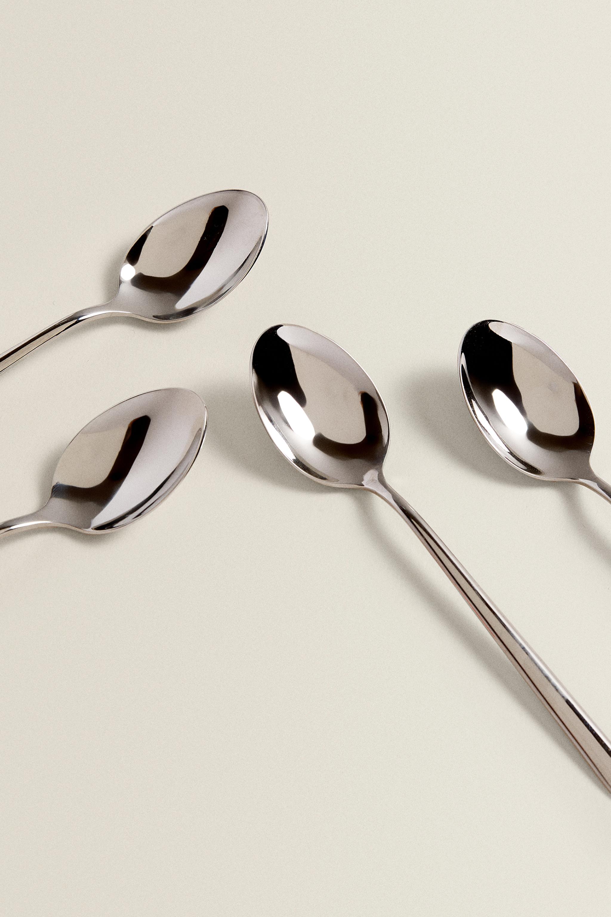 SET OF SHINY STEEL DESSERT SPOONS (SET OF 4)