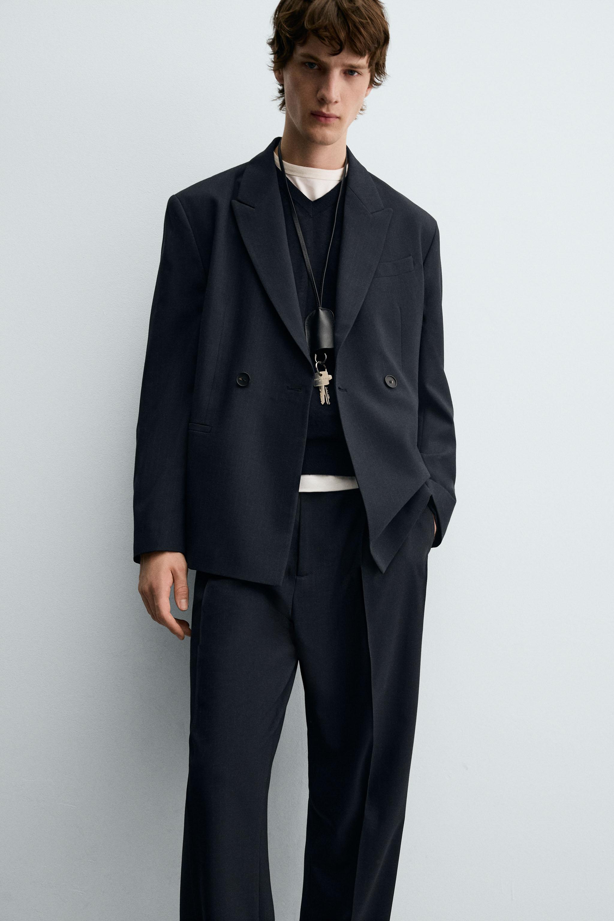 STRIPED DOUBLE BREASTED SUIT BLAZER