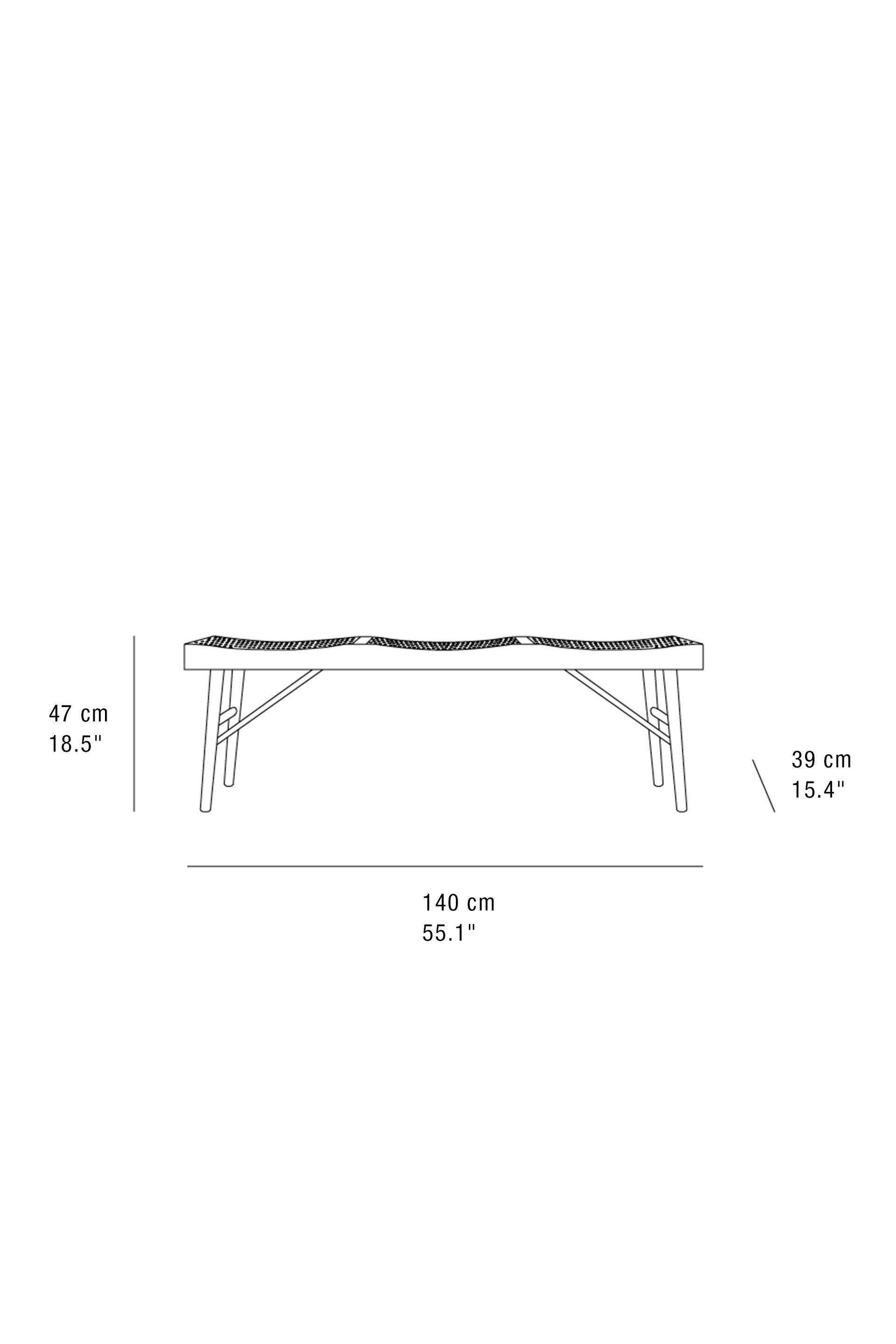 WOOD AND RATTAN BENCH