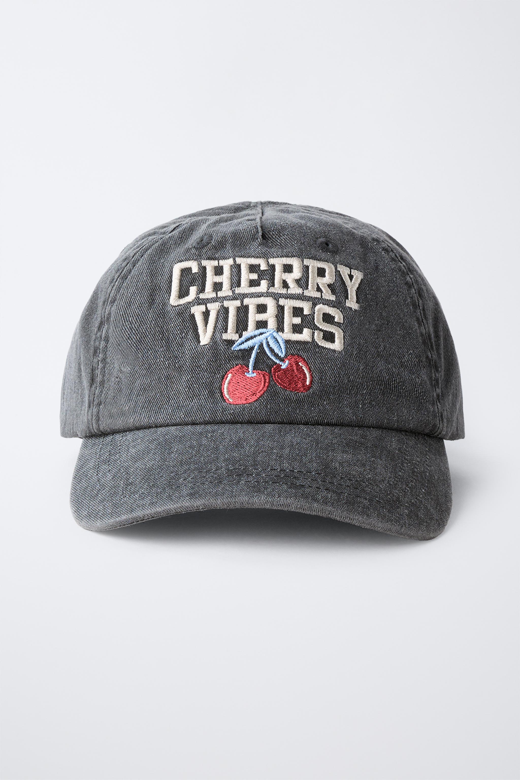 3-14 YEARS/ WASHED EFFECT CAP WITH CHERRY EMBROIDERY
