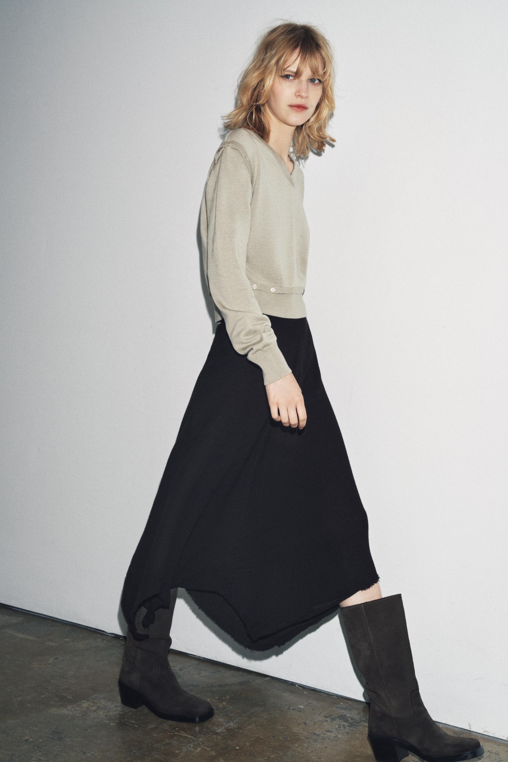 ZW COLLECTION ASYMMETRIC MIDI SKIRT