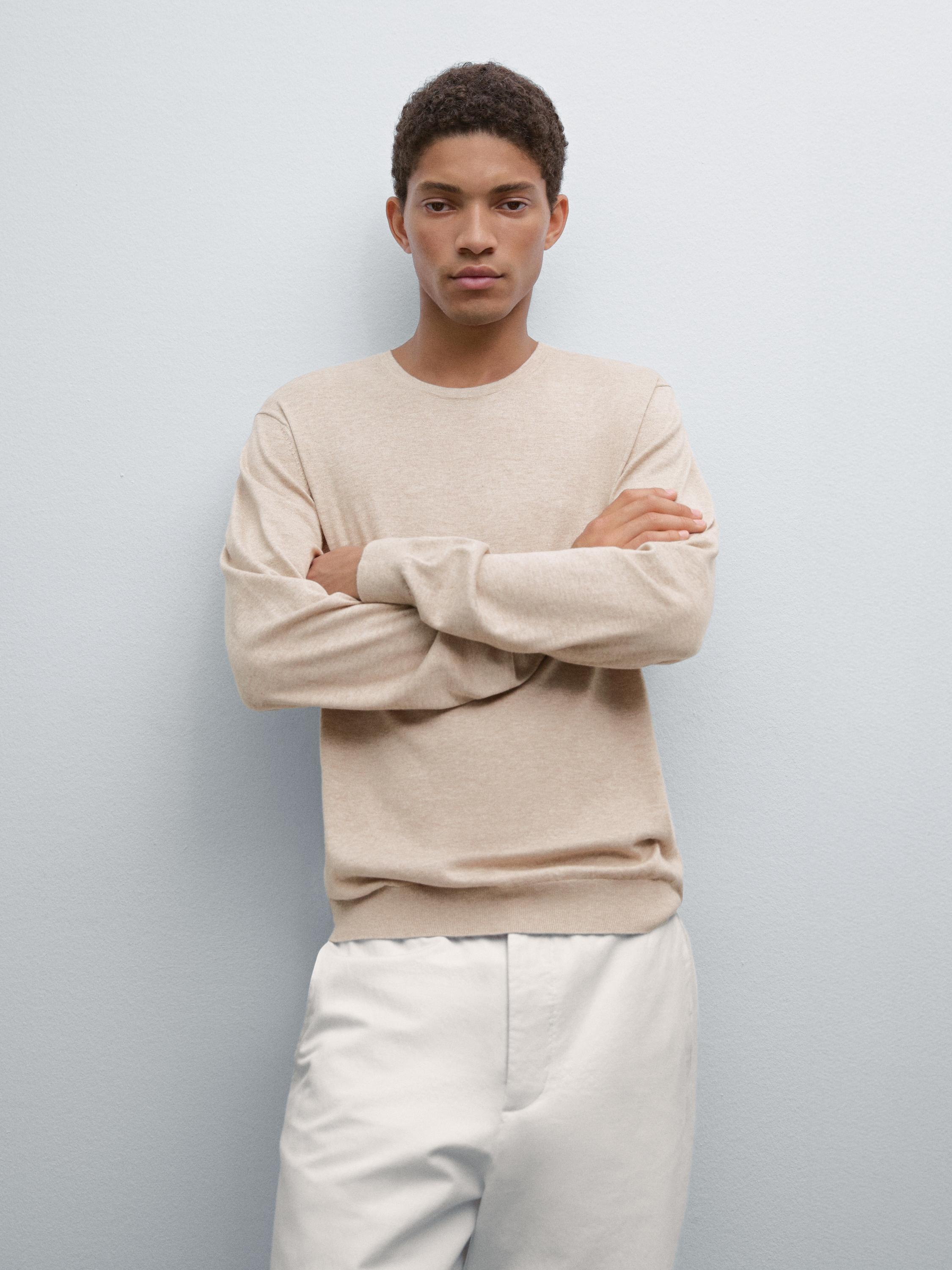 Long sleeve cotton knit sweater