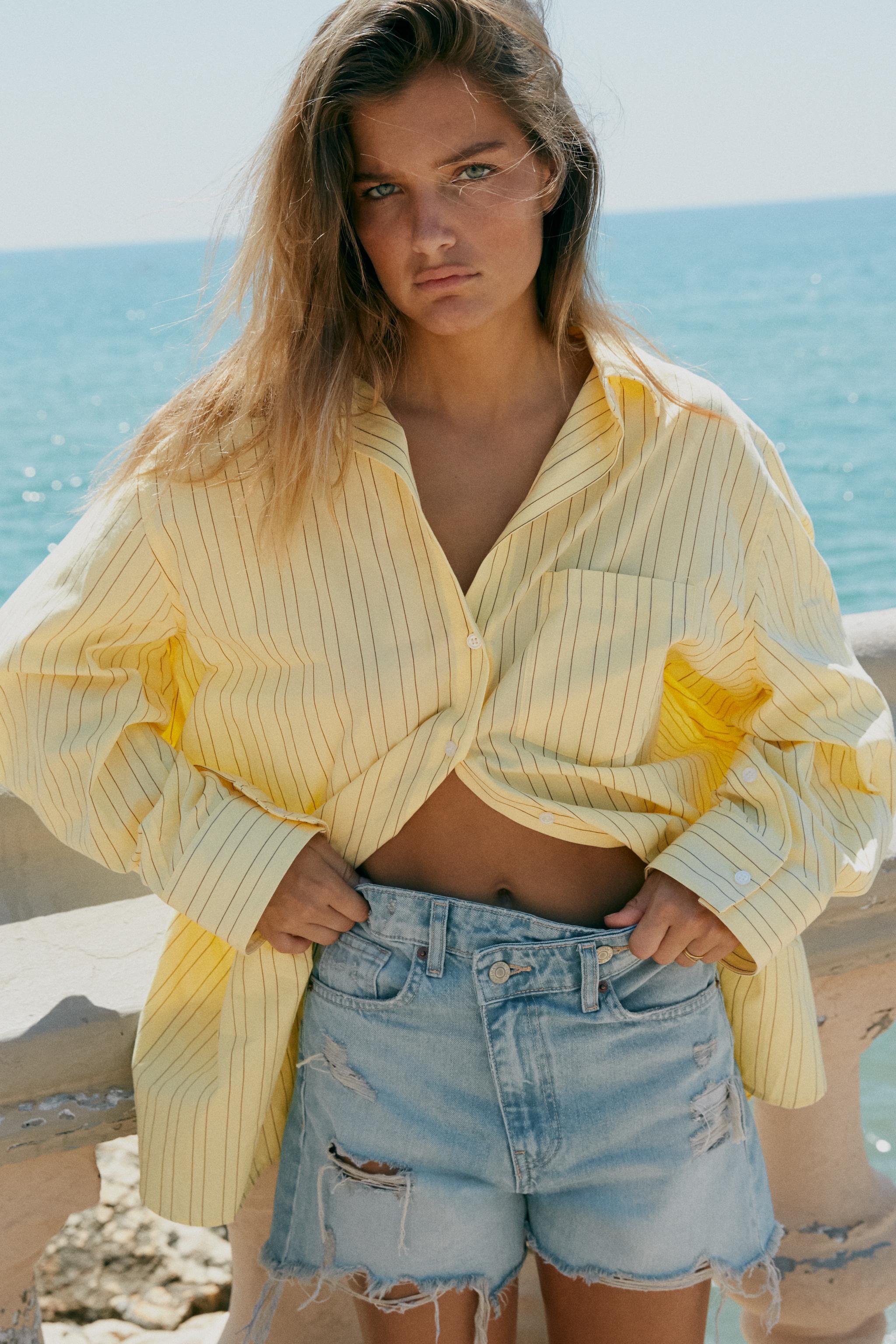 STRIPED OVERSIZED POPLIN SHIRT