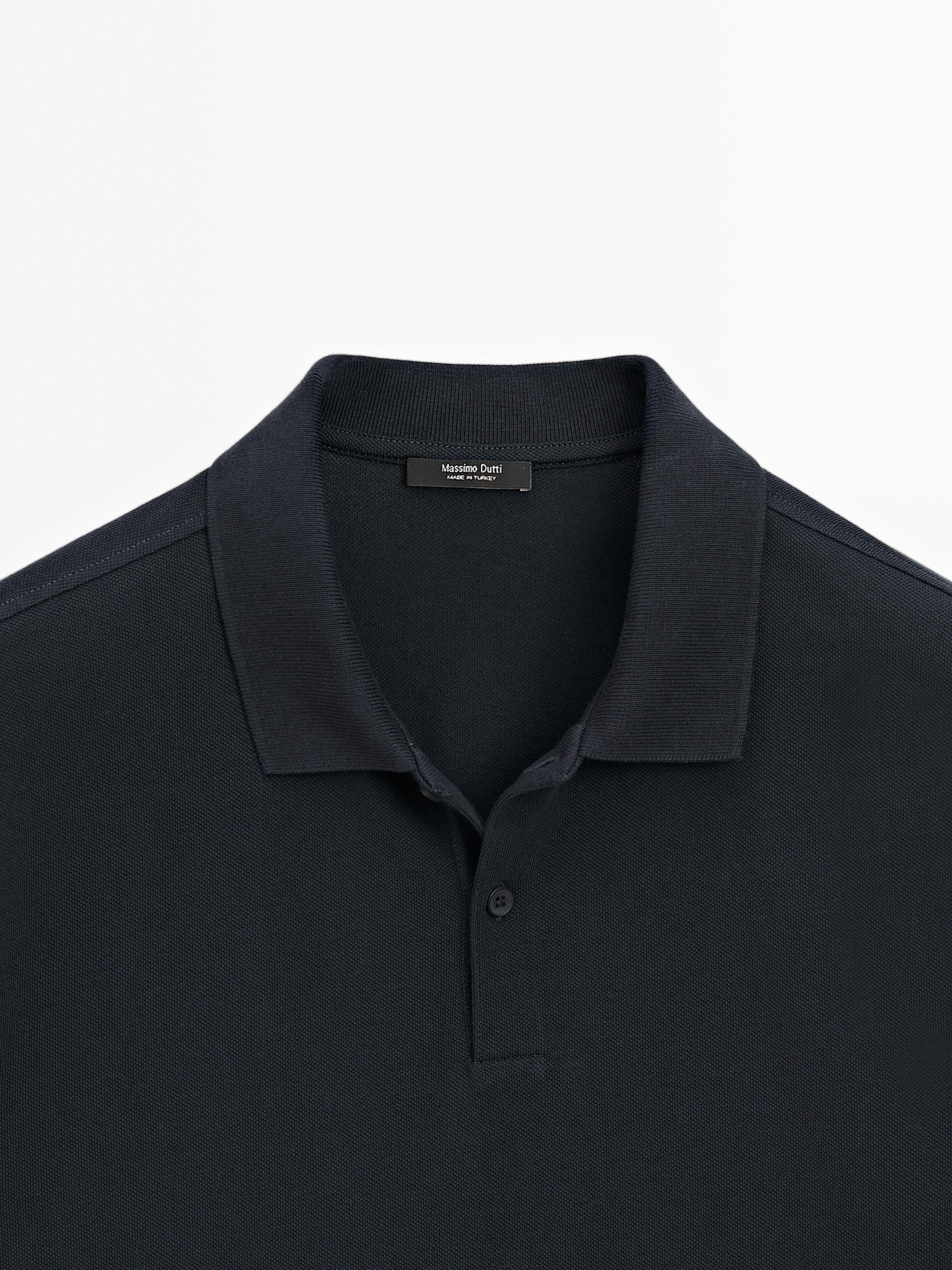 Micro textured piqué cotton polo shirt