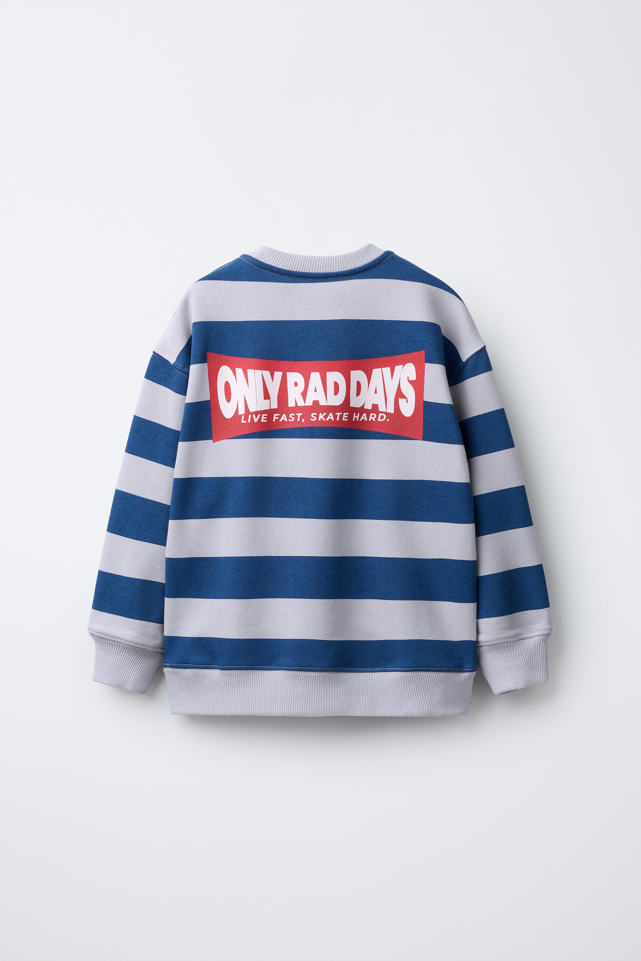 STRIPED TEXT SWEATSHIRT