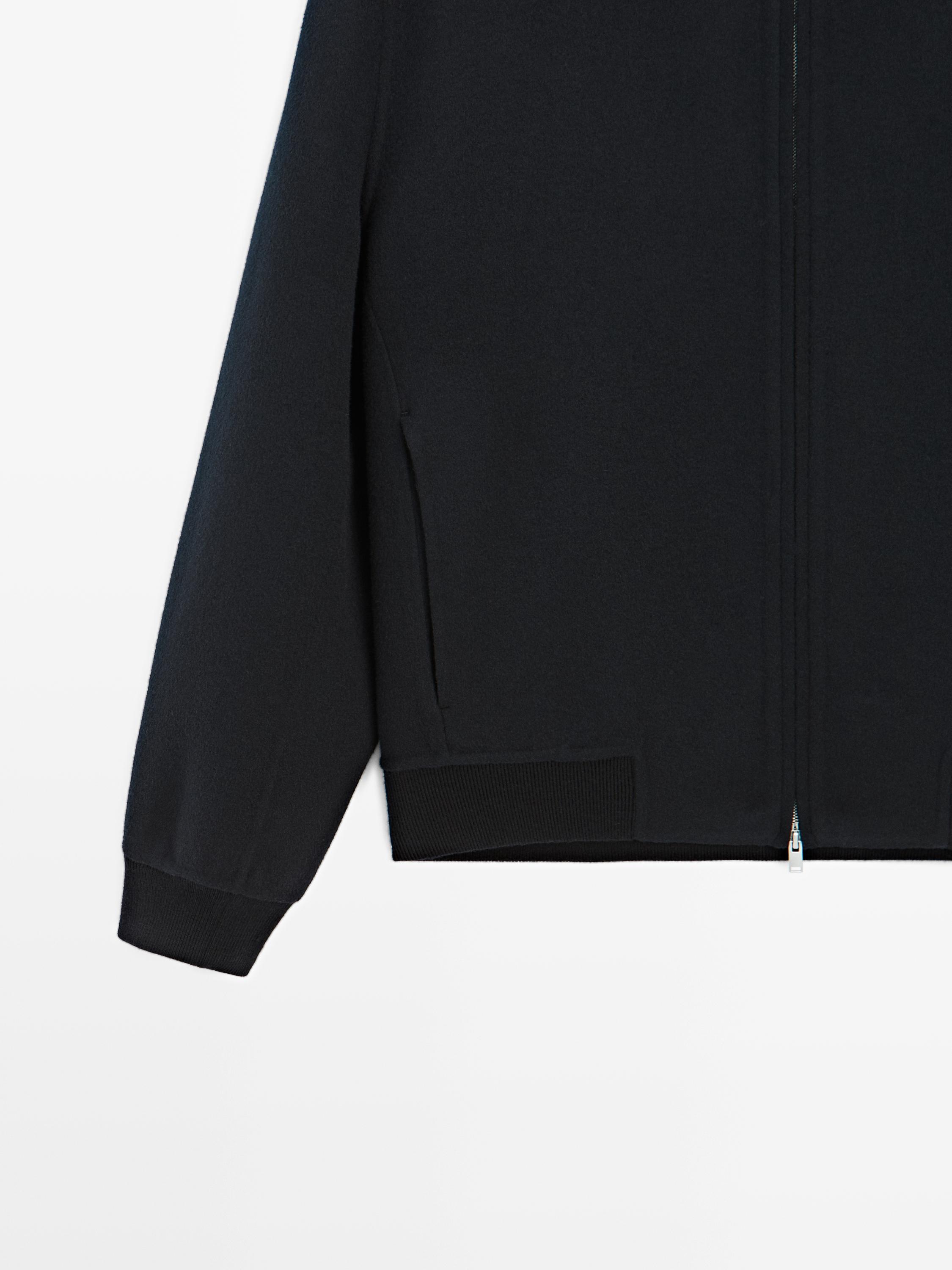 Wool blend hooded cardigan