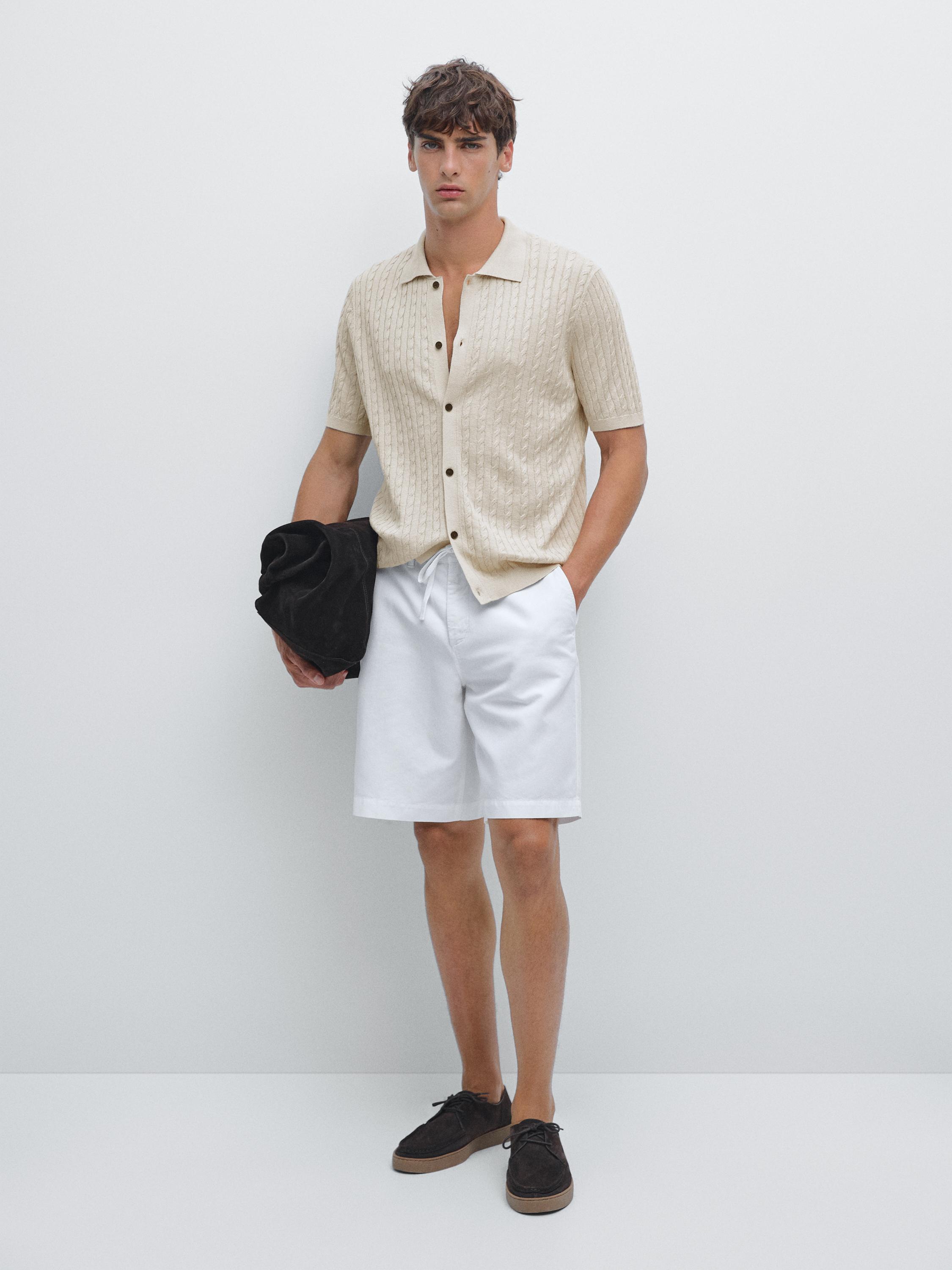 Cable-knit overshirt