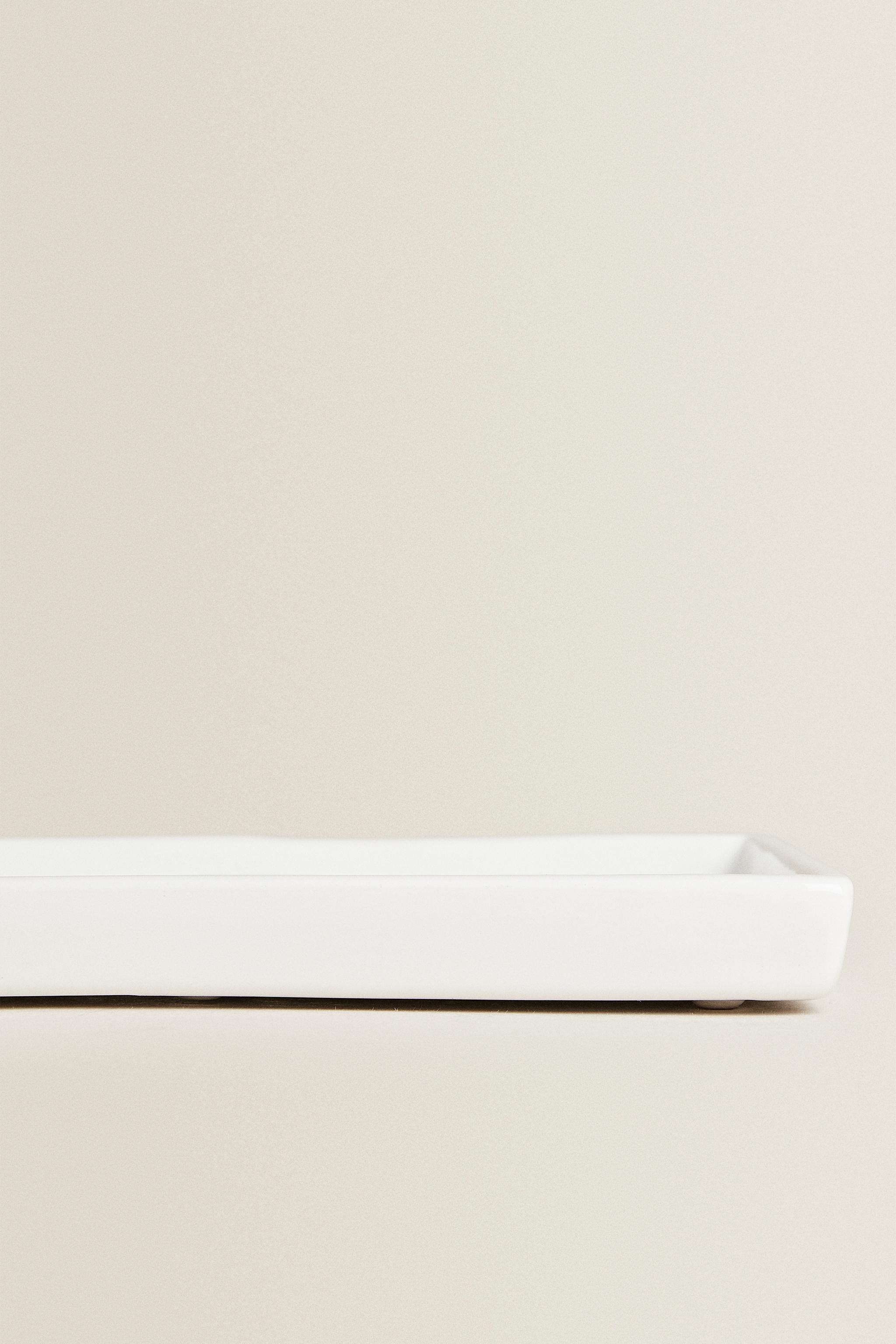 WHITE EARTHENWARE BATHROOM TRAY