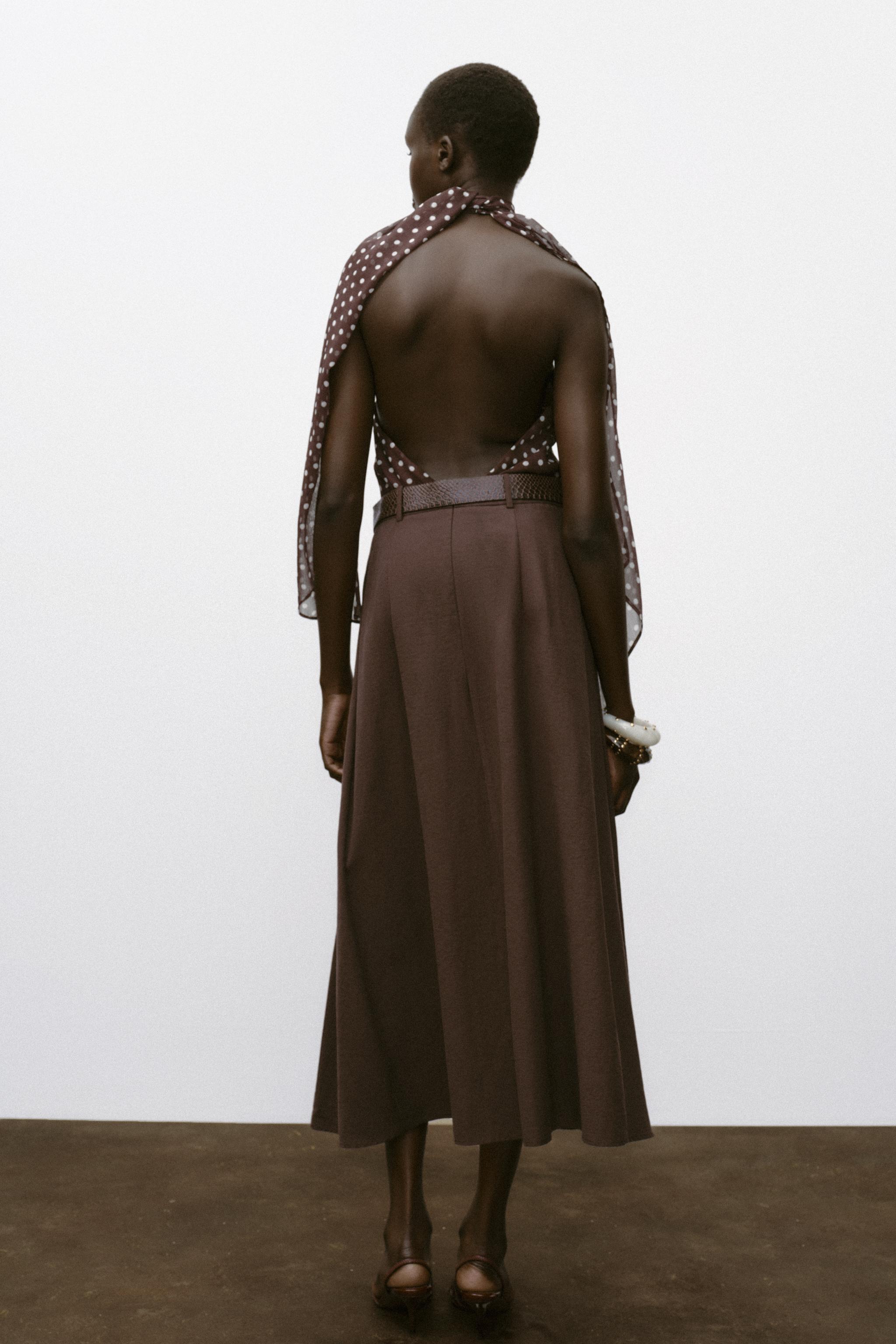 BELTED MIDI A-LINE SKIRT