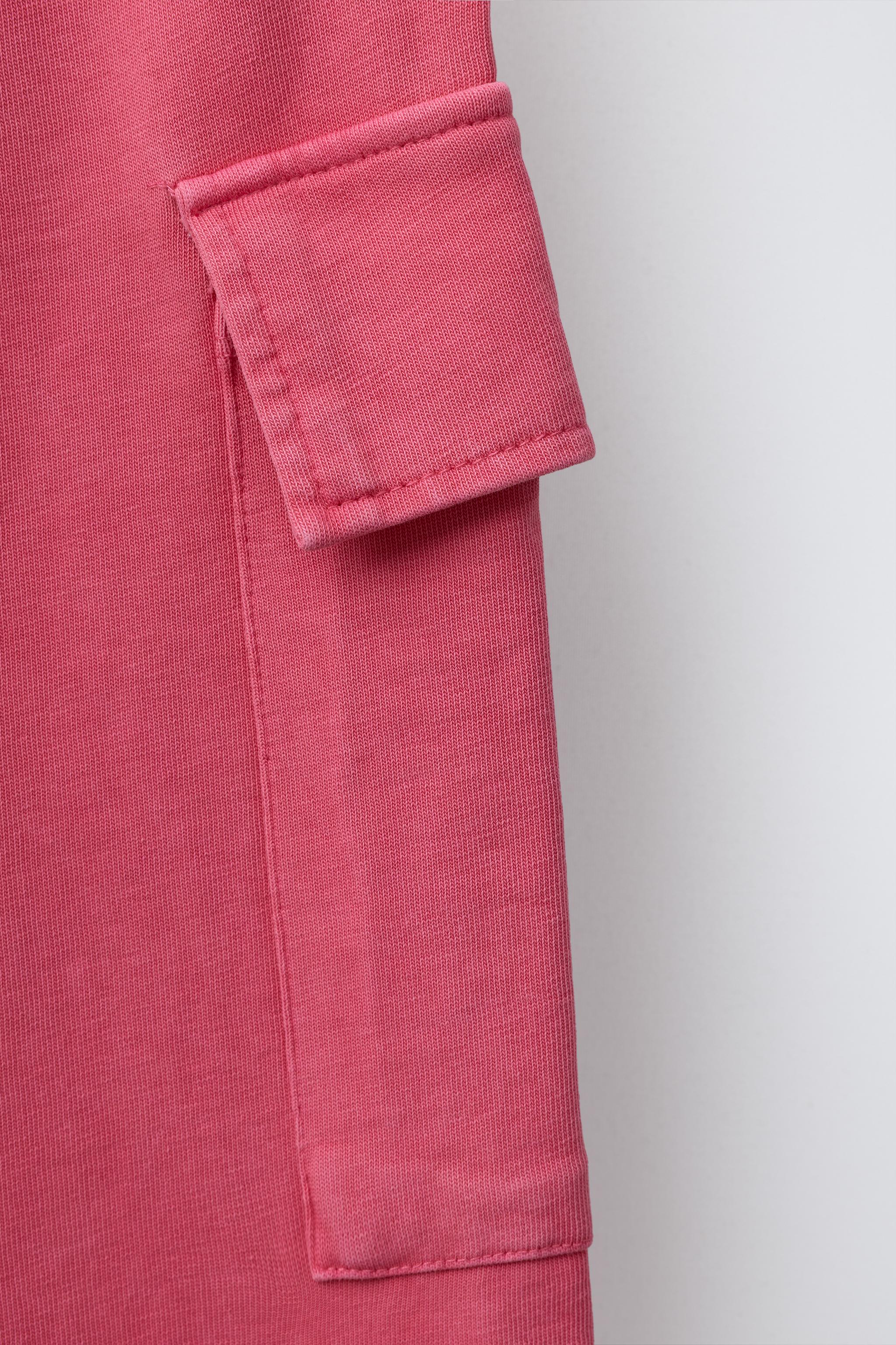 WASHED EFFECT WIDE LEG CARGO PANTS