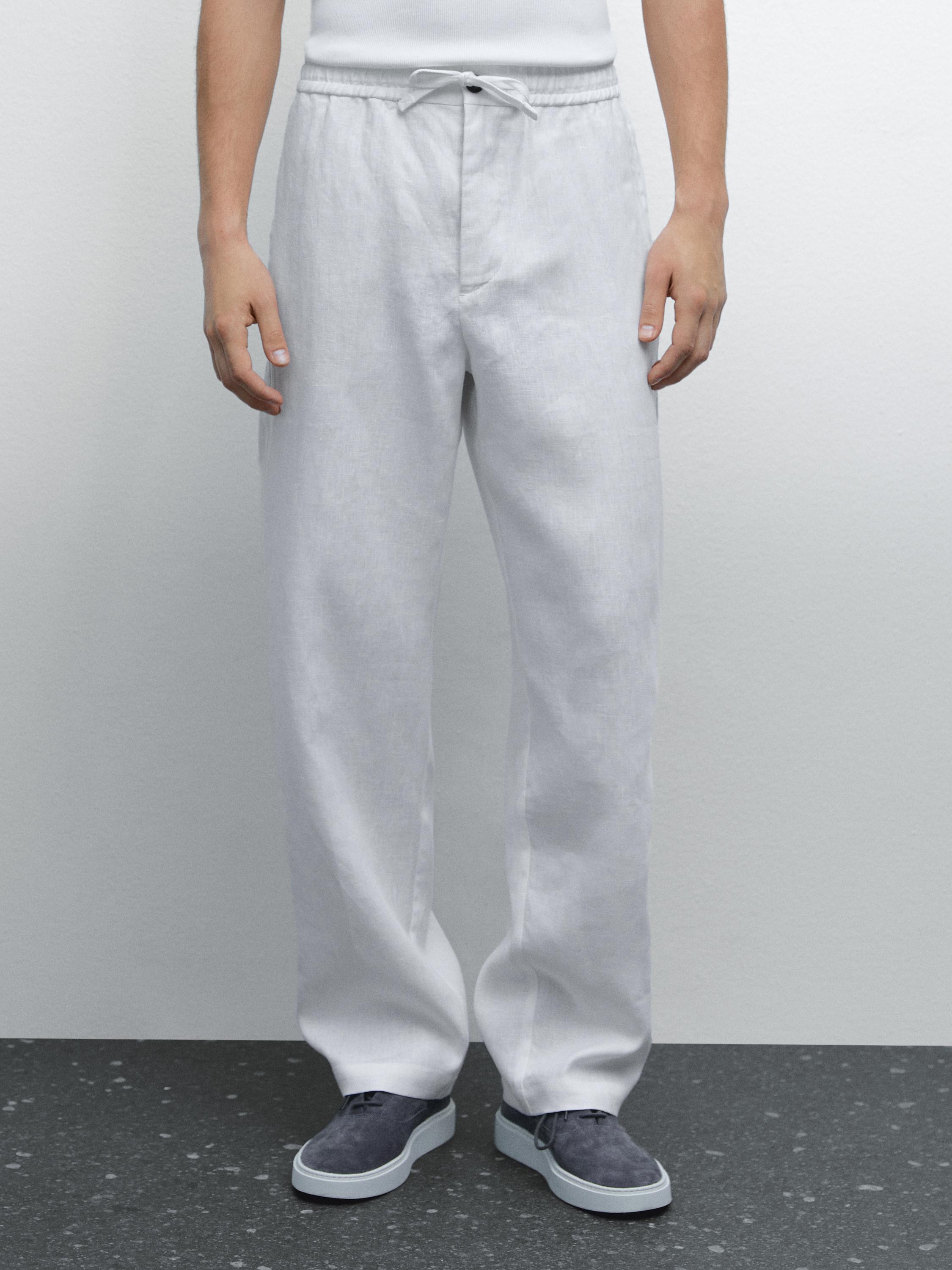100% linen jogger fit trousers