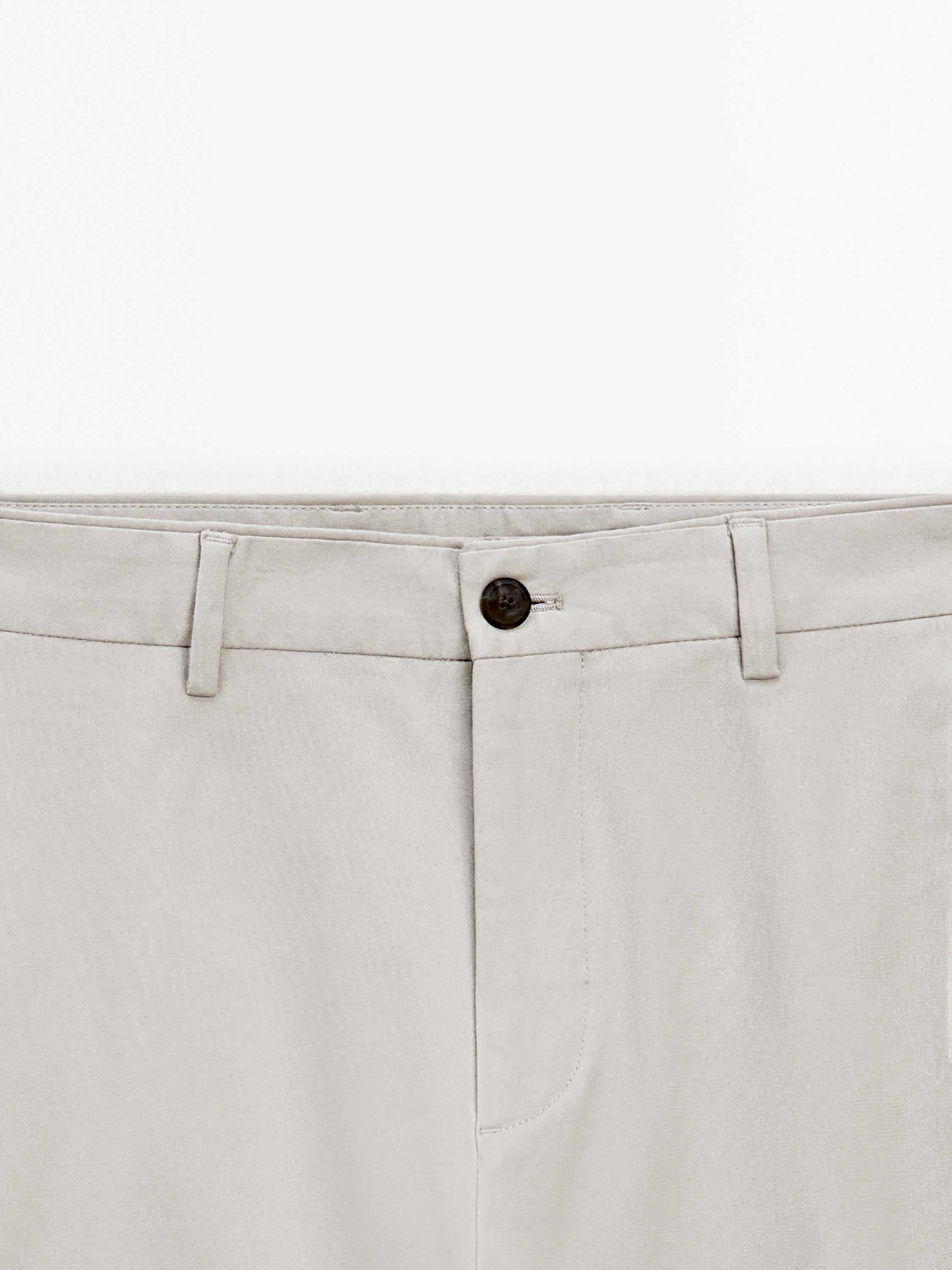 Cotton blend tapered fit trousers
