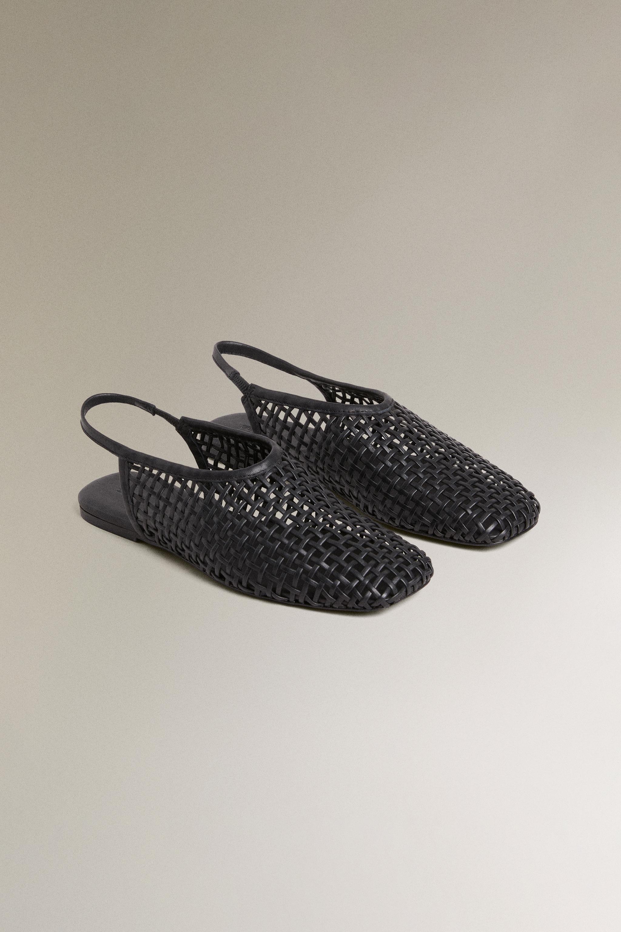 BRAIDED LEATHER SLINGBACK BALLET FLATS