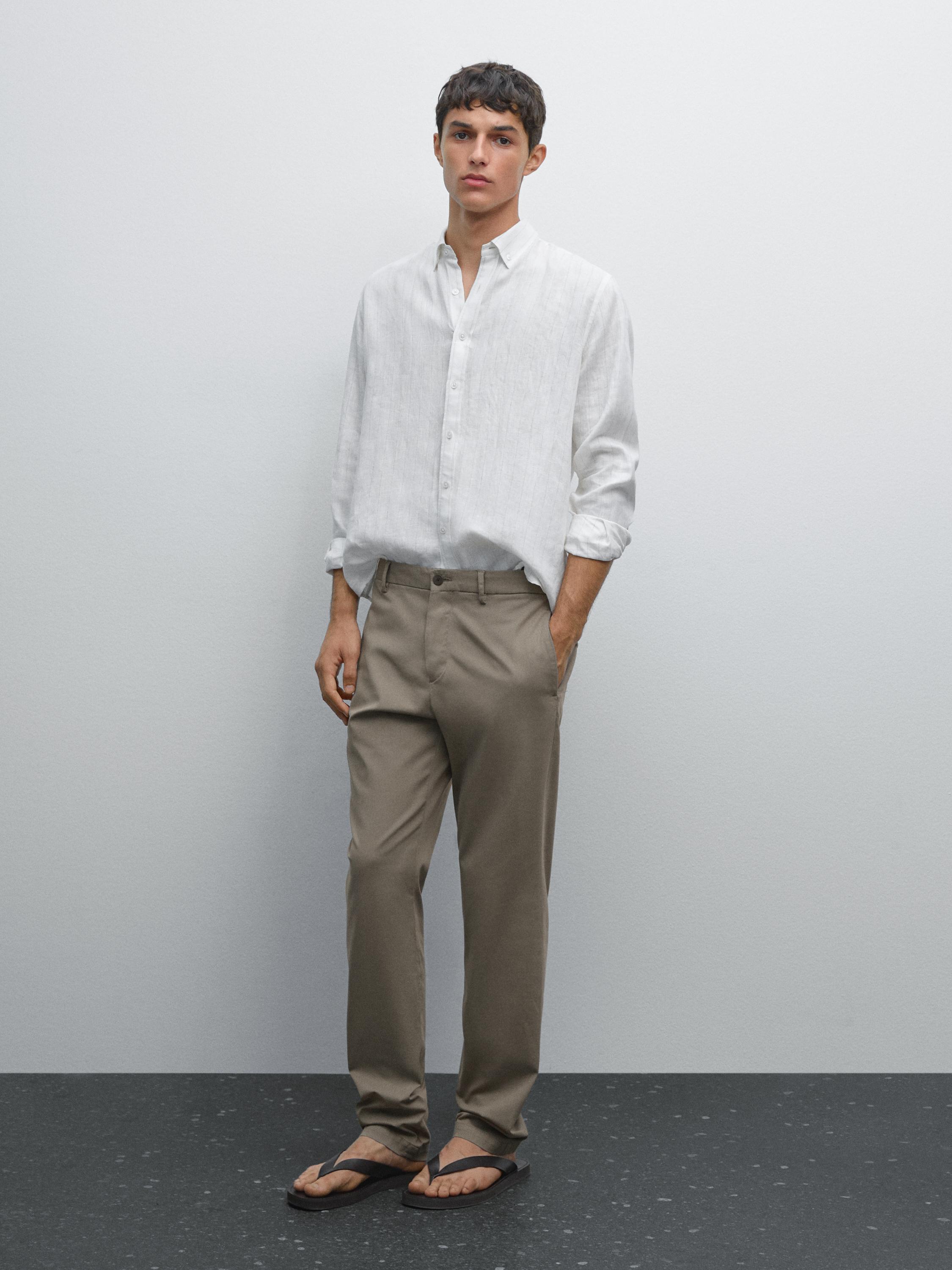 Slim fit textured trousers