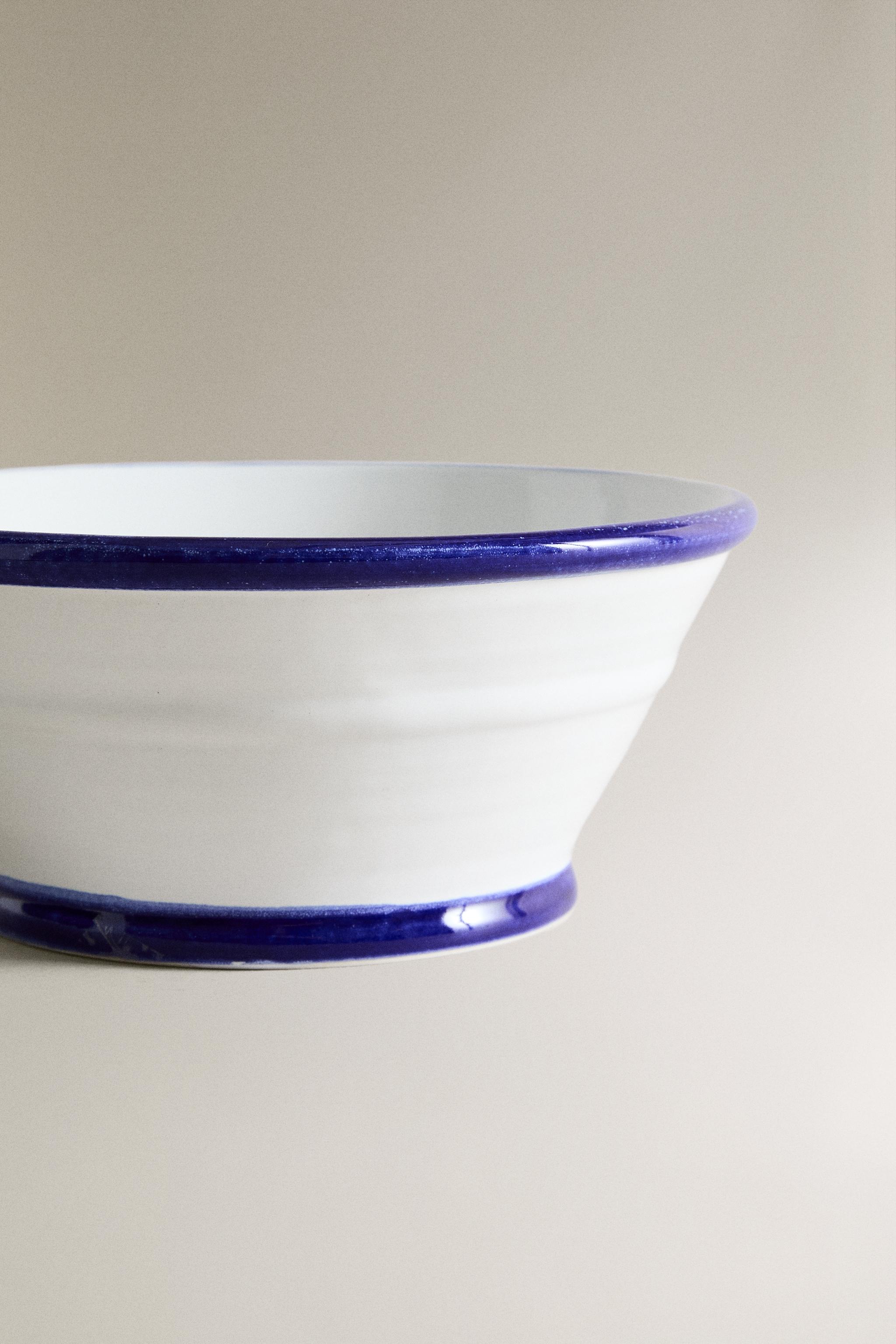 EARTHENWARE SALAD BOWL WITH CONTRAST RIM