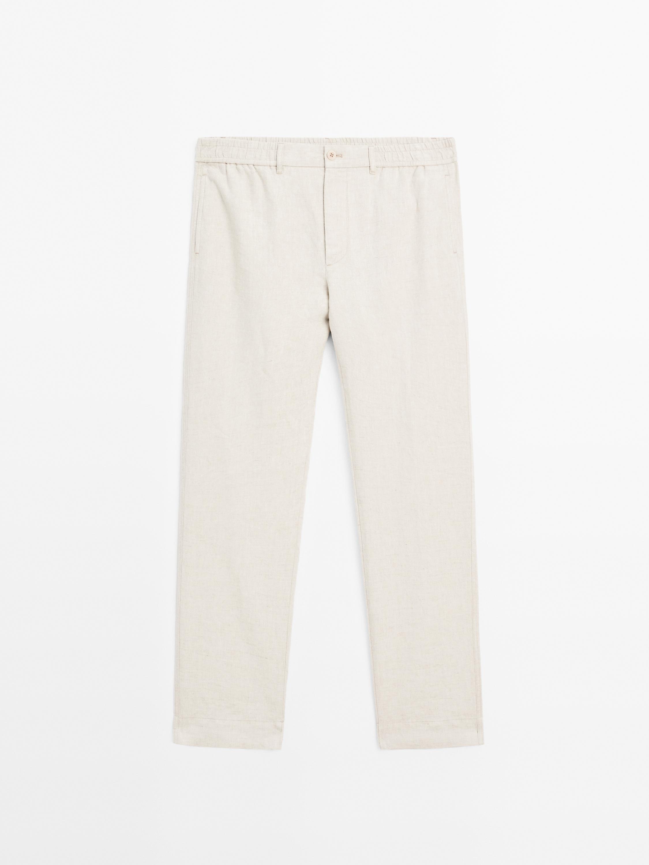 100% linen jogger fit trousers