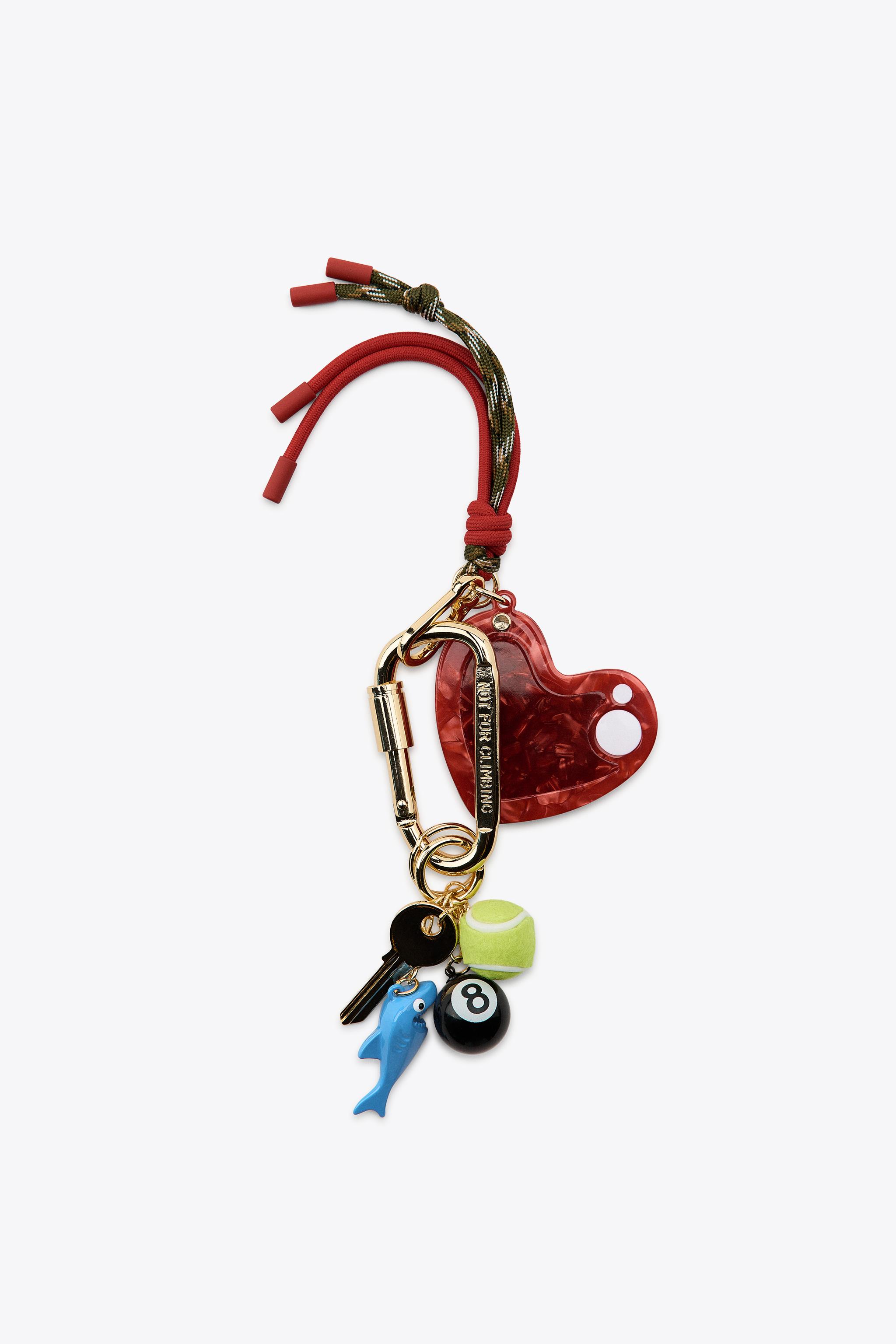 MIRROR HEART MULTI-CHARM KEYRING
