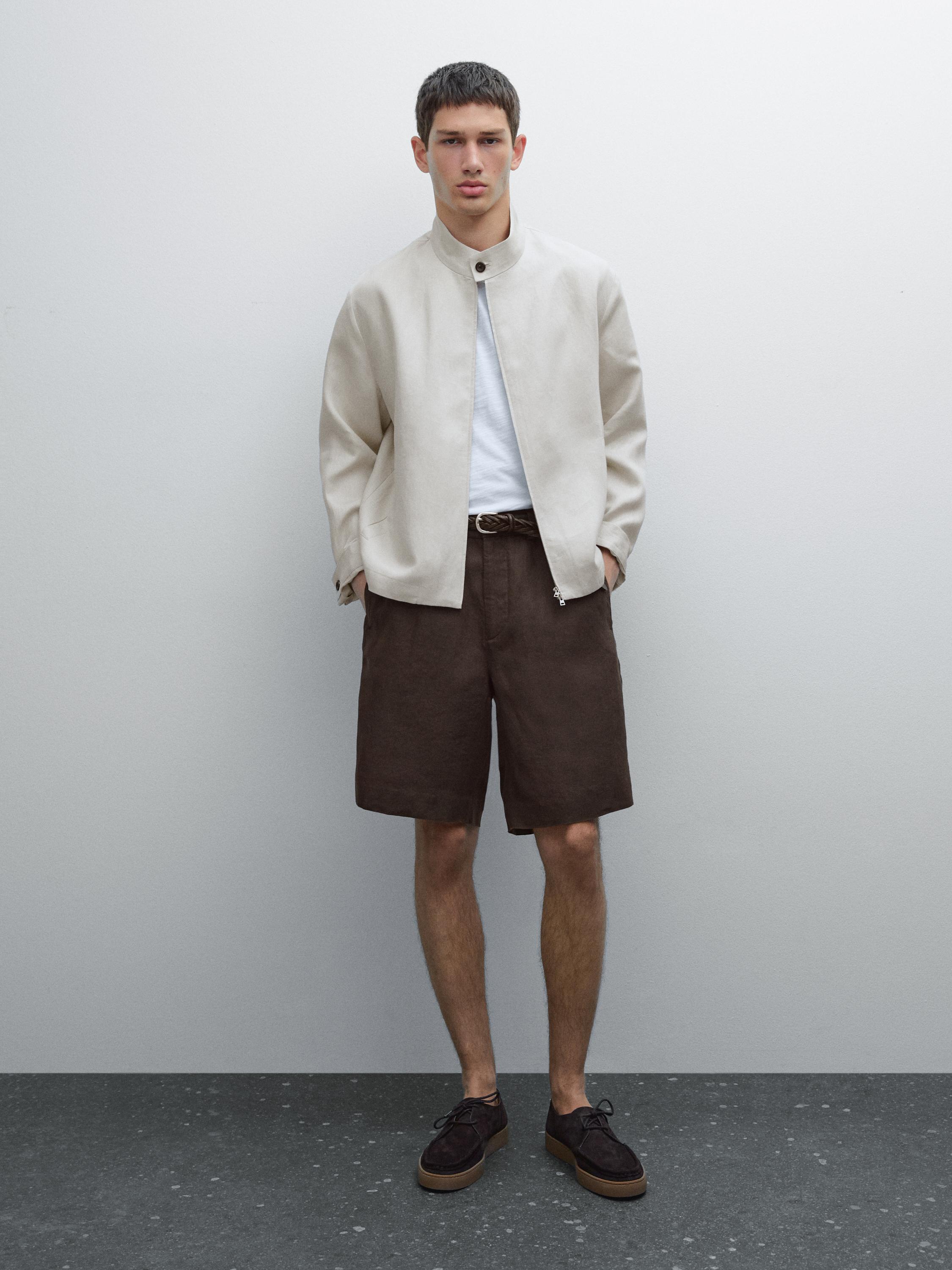 Lightweight 100% linen Bermuda shorts