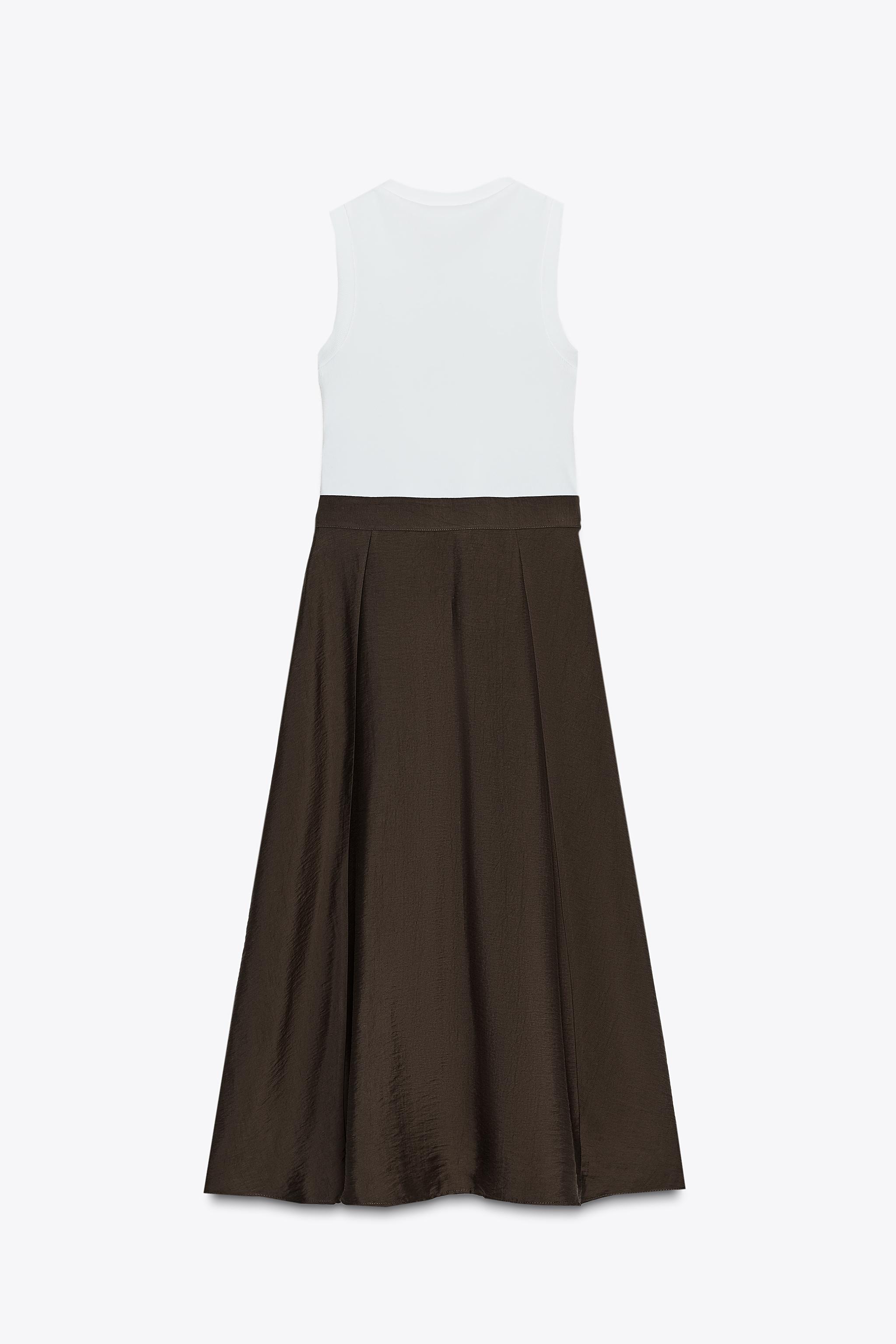 BELTED COMBINATION MIDI DRESS