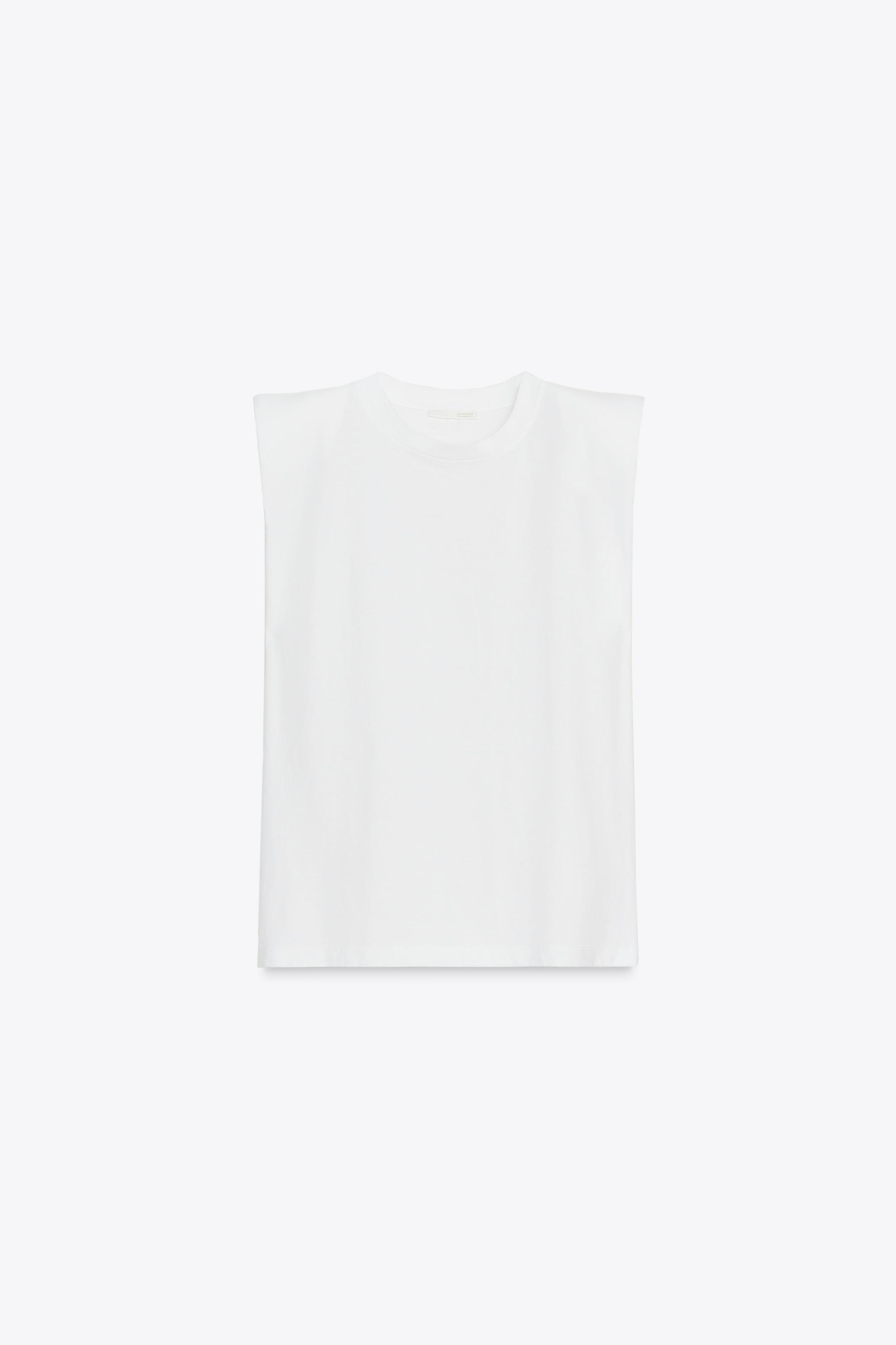 SLEEVELESS SHOULDER PAD T-SHIRT