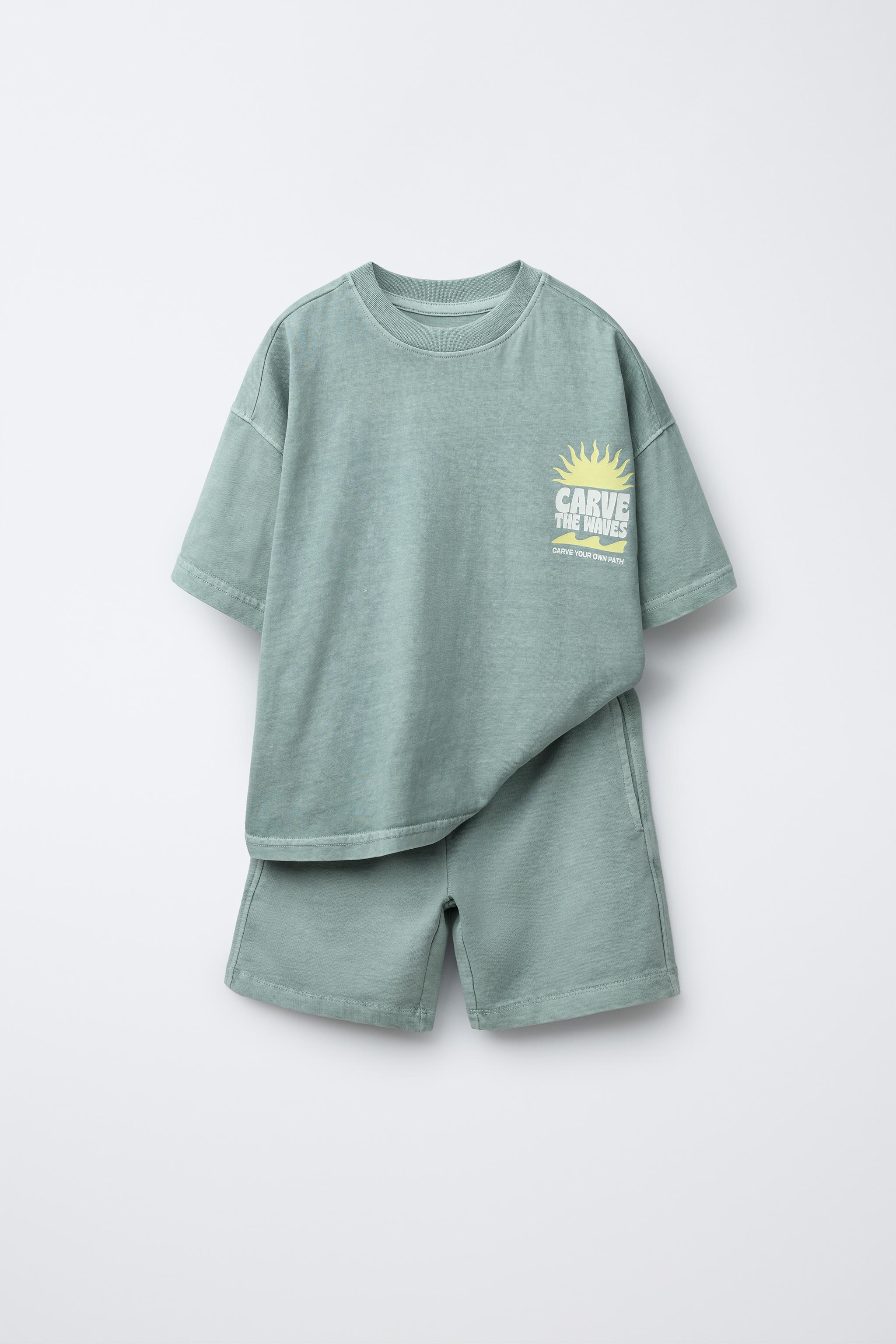 GARMENT DYE PRINT T-SHIRT AND BERMUDA SET