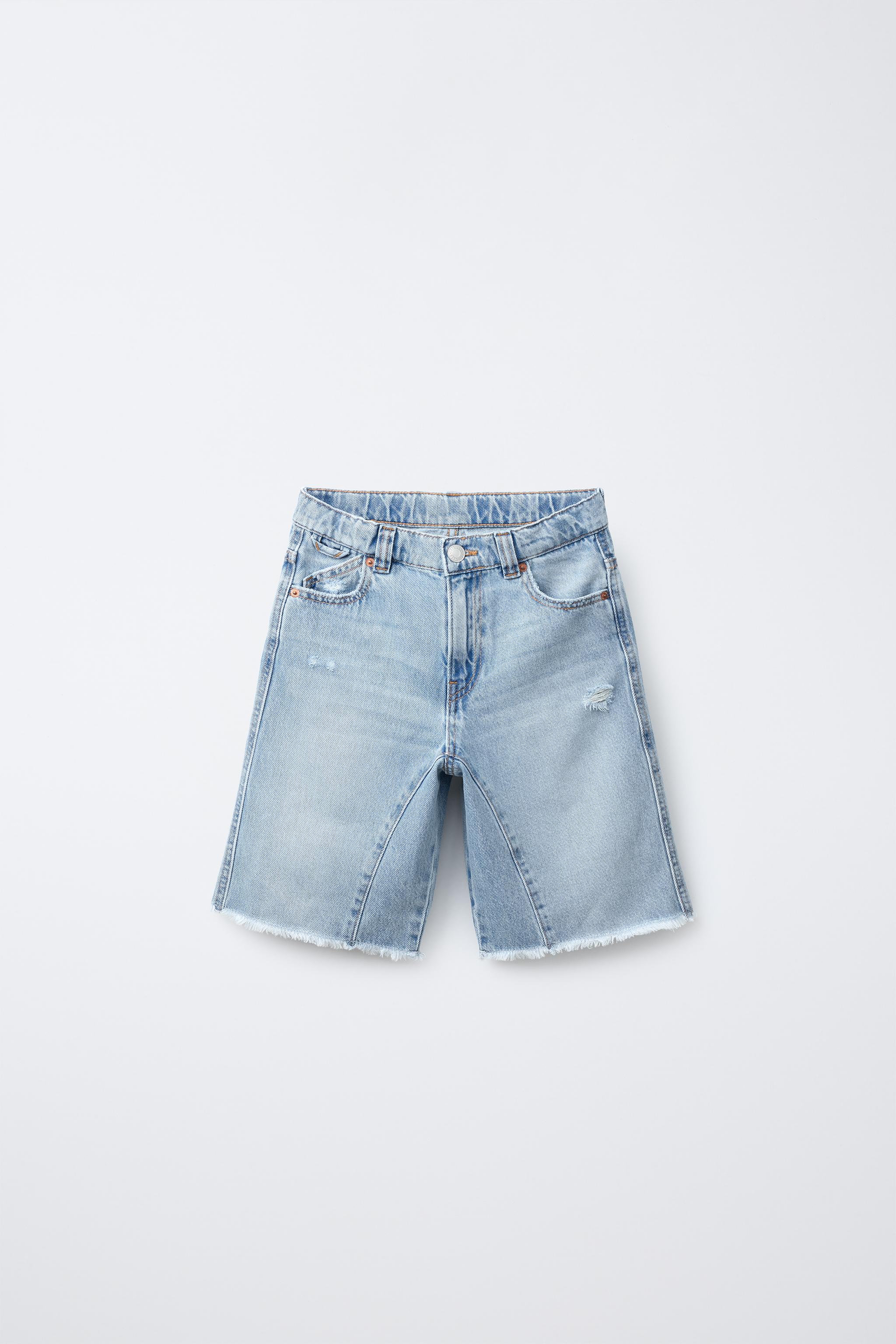 STAR PATCH RELAXED BAGGY DENIM SHORTS