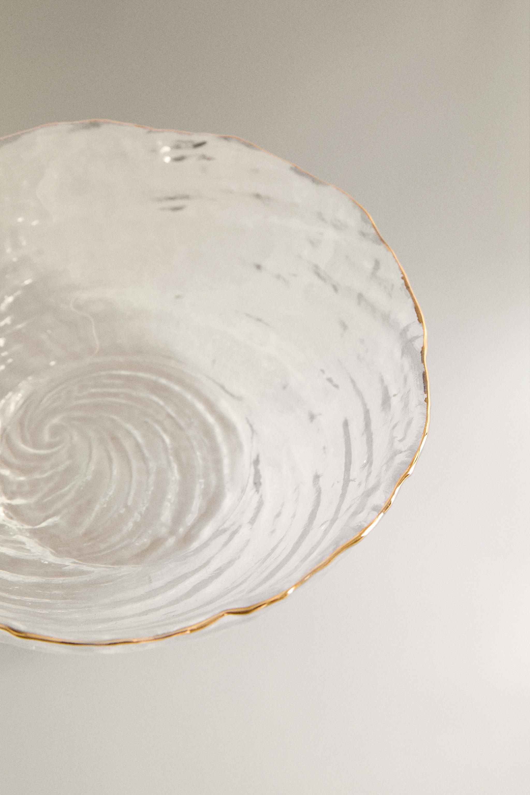 GLASS BOWL WITH GOLD RIM