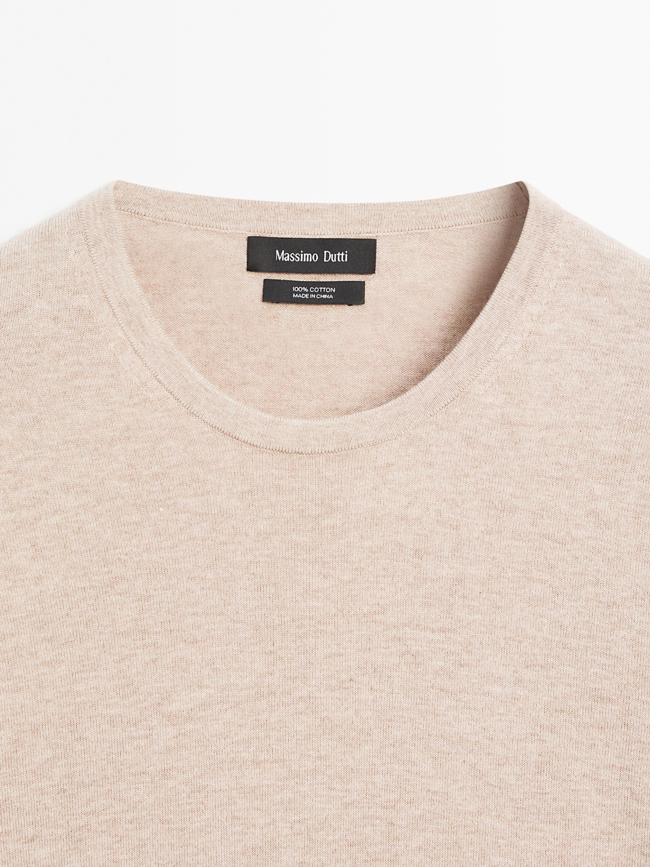 Long sleeve cotton knit sweater