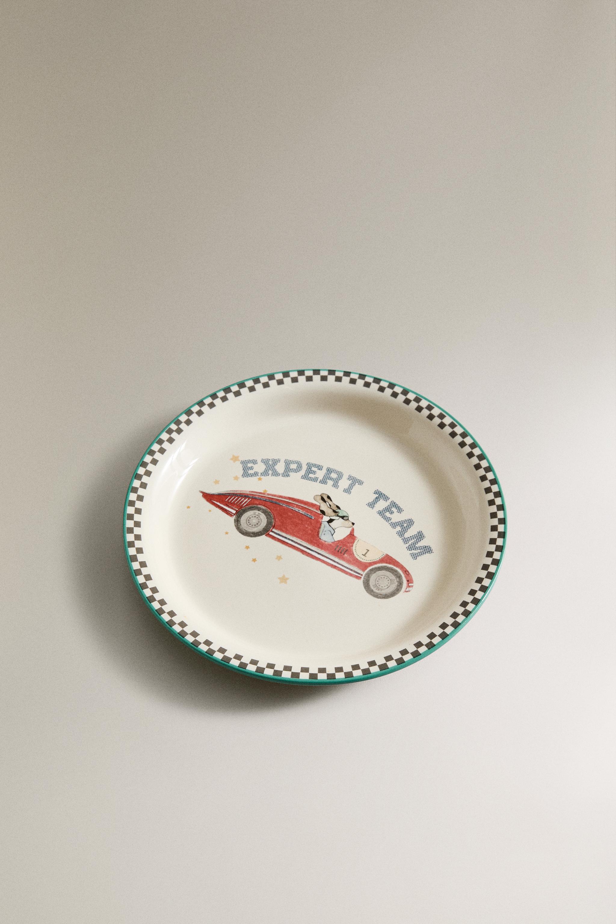 CHILDREN'S CERAMIC RACING DOG PLATE