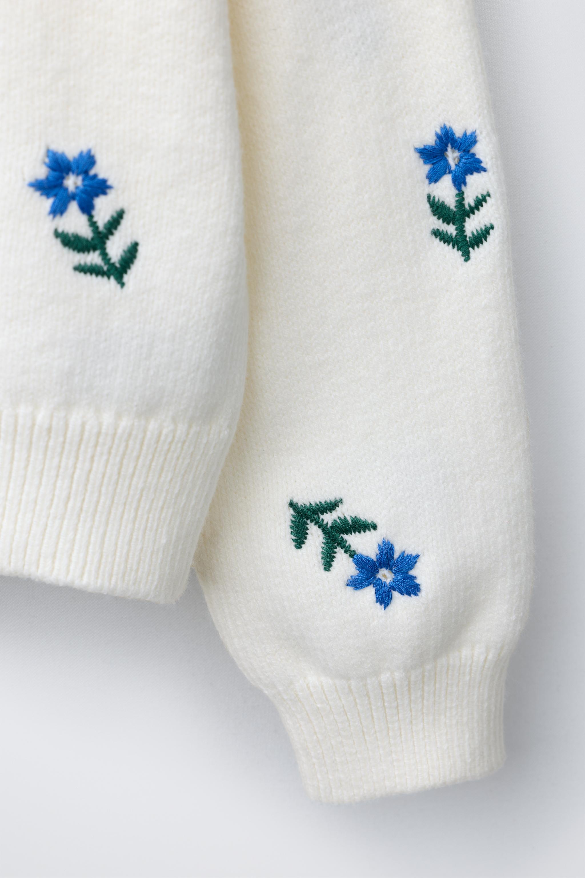 FLORAL EMBROIDERED KNIT SWEATER