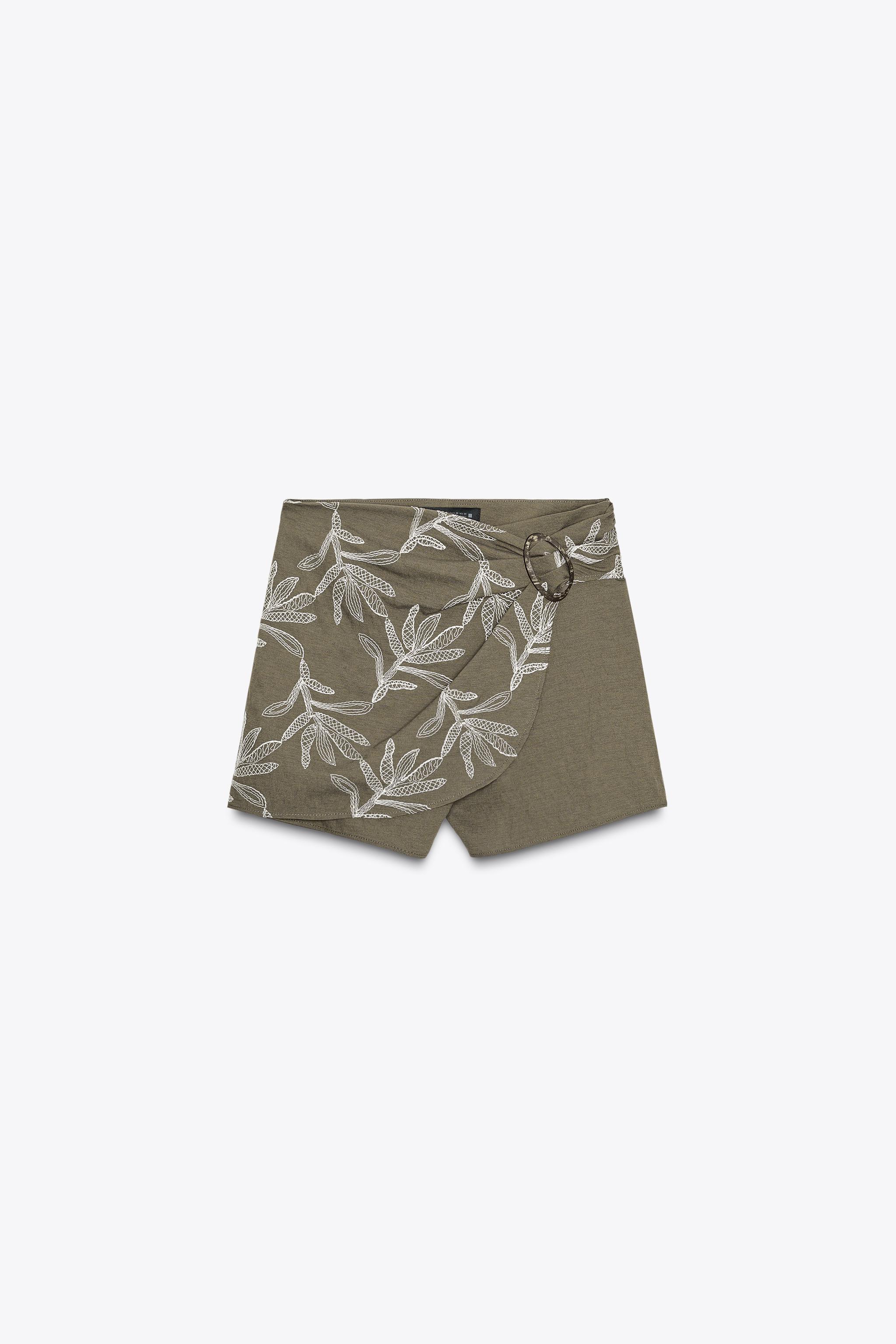 EMBROIDERED WRAP SKORT