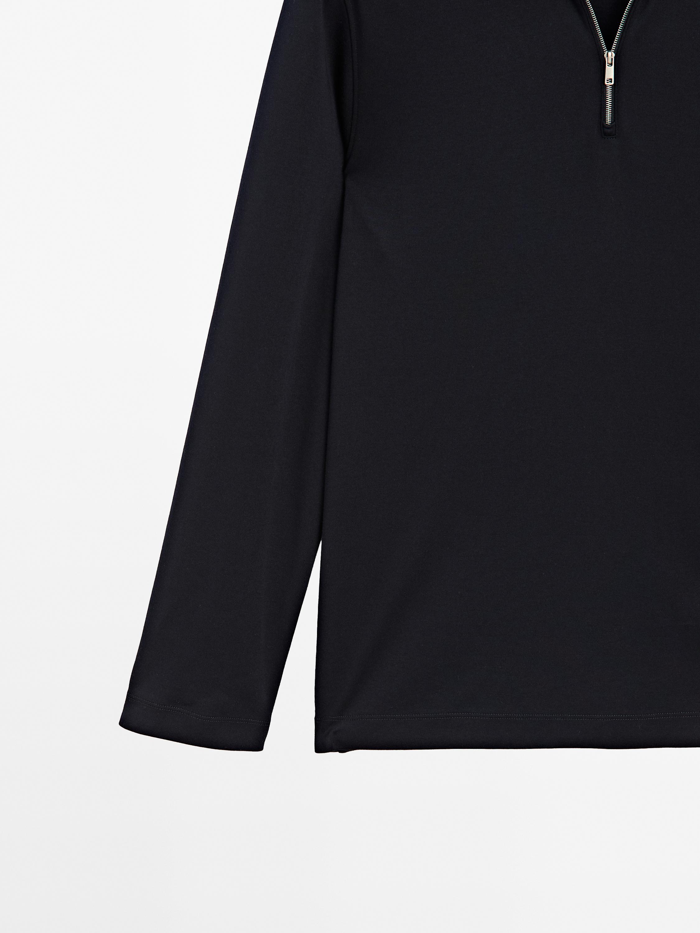 Mock neck quarter zip polo shirt