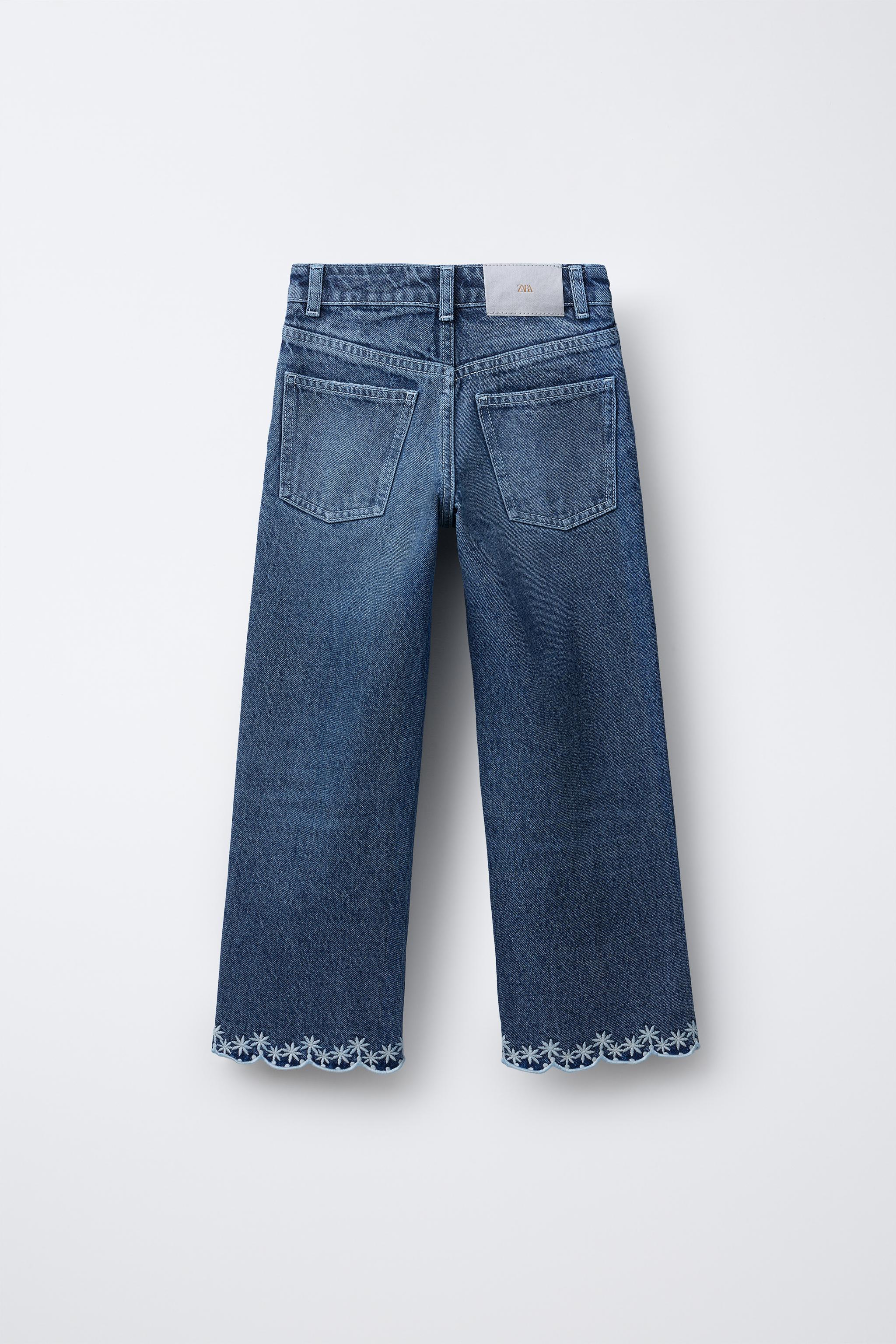 EMBROIDERED STRAIGHT DENIM PANTS