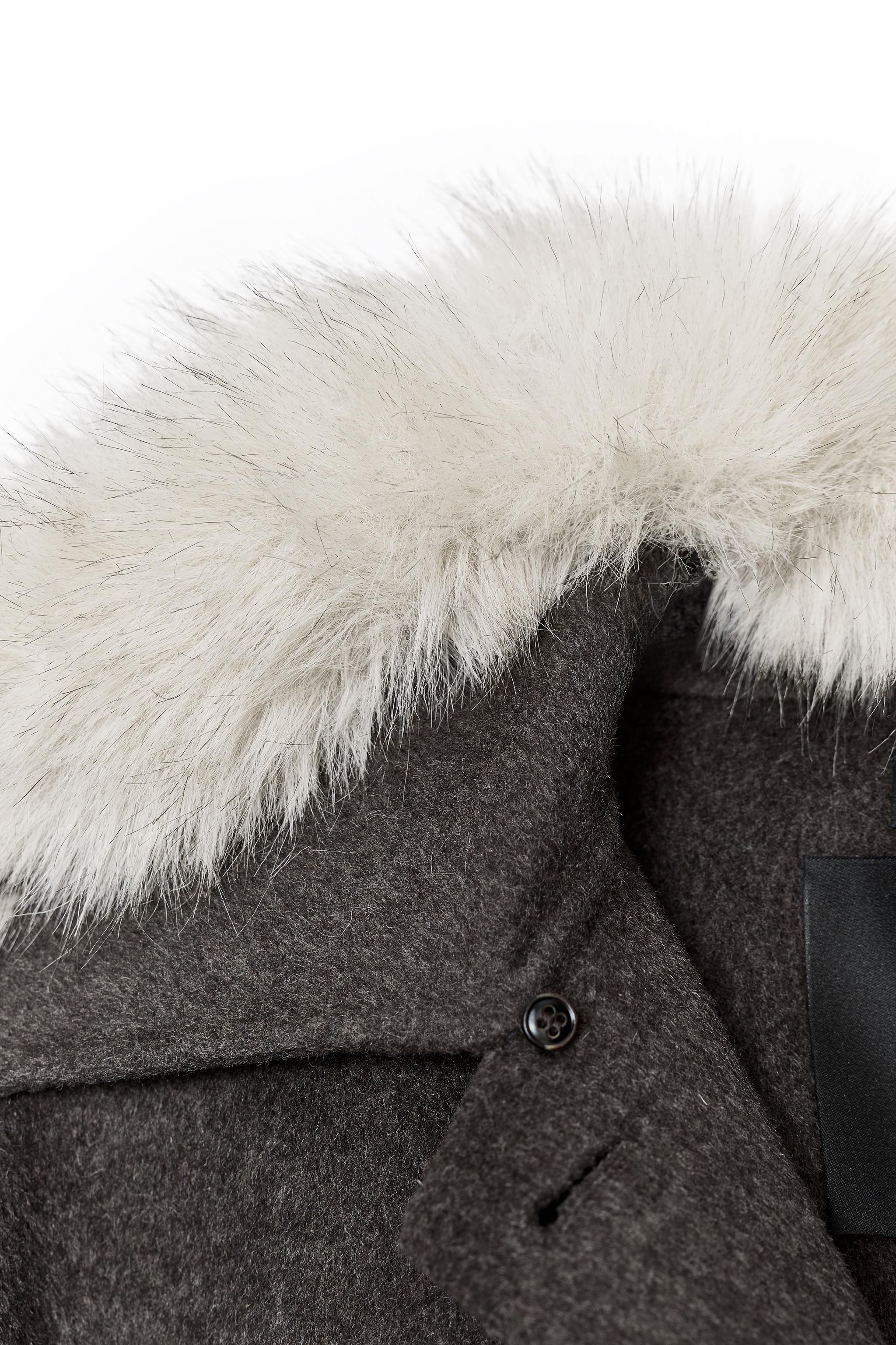 ZW COLLECTION WOOL BLEND FAUX FUR COLLAR JACKET