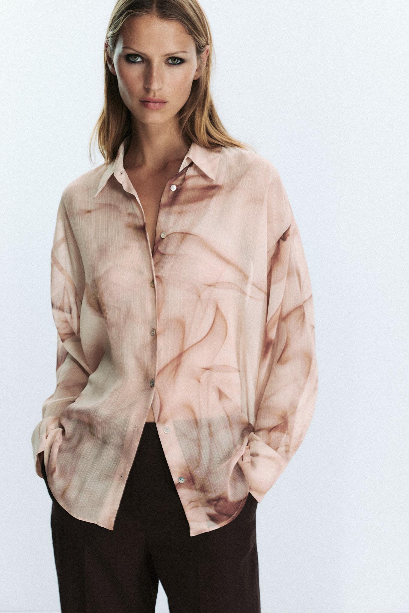 TIE-DYE PRINT COTTON GAUZE BLOUSE