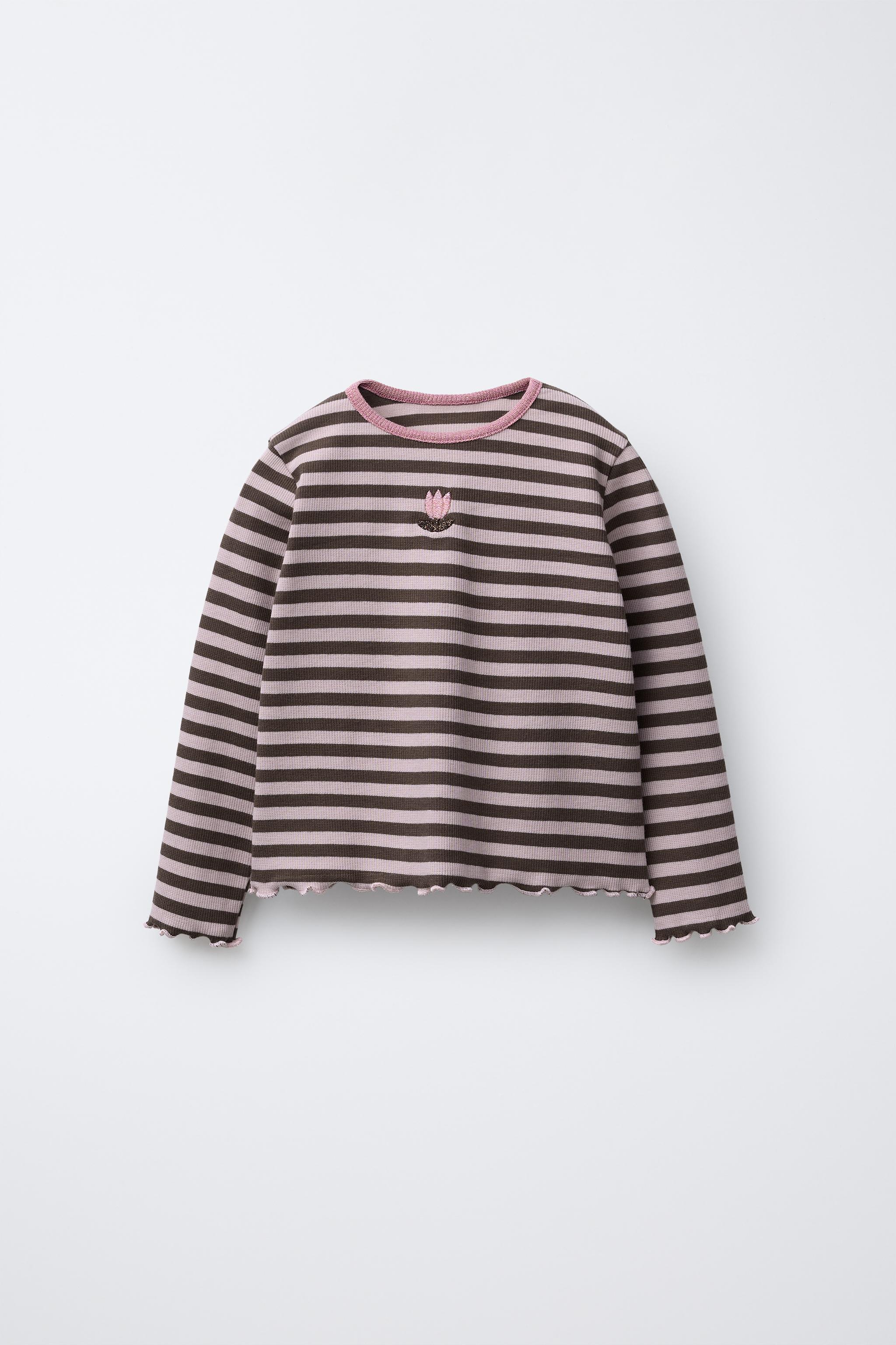 SPARKLY STRIPED EMBROIDERED T-SHIRT