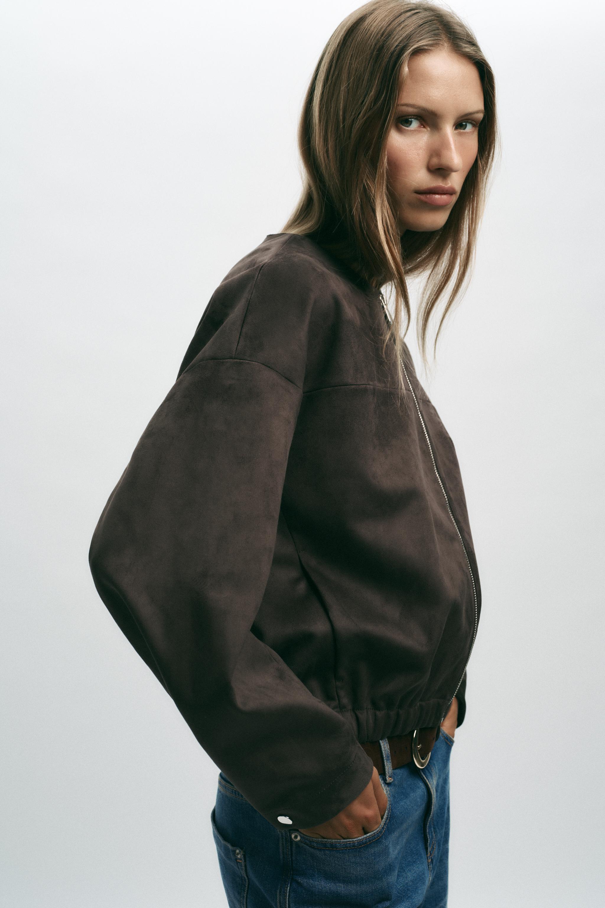 FAUX SUEDE BOMBER JACKET