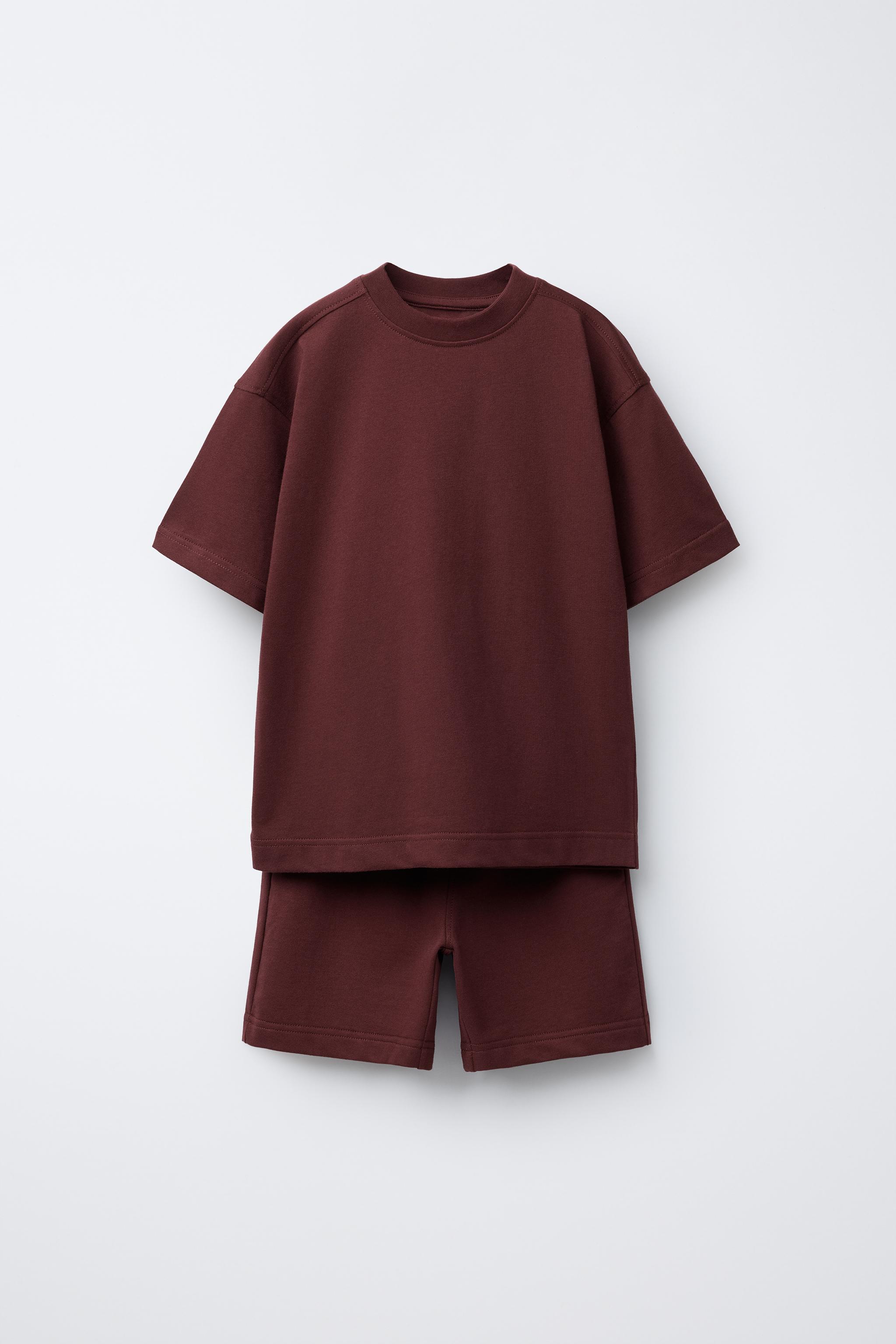 BASIC FLEECE T-SHIRT AND BERMUDA SET